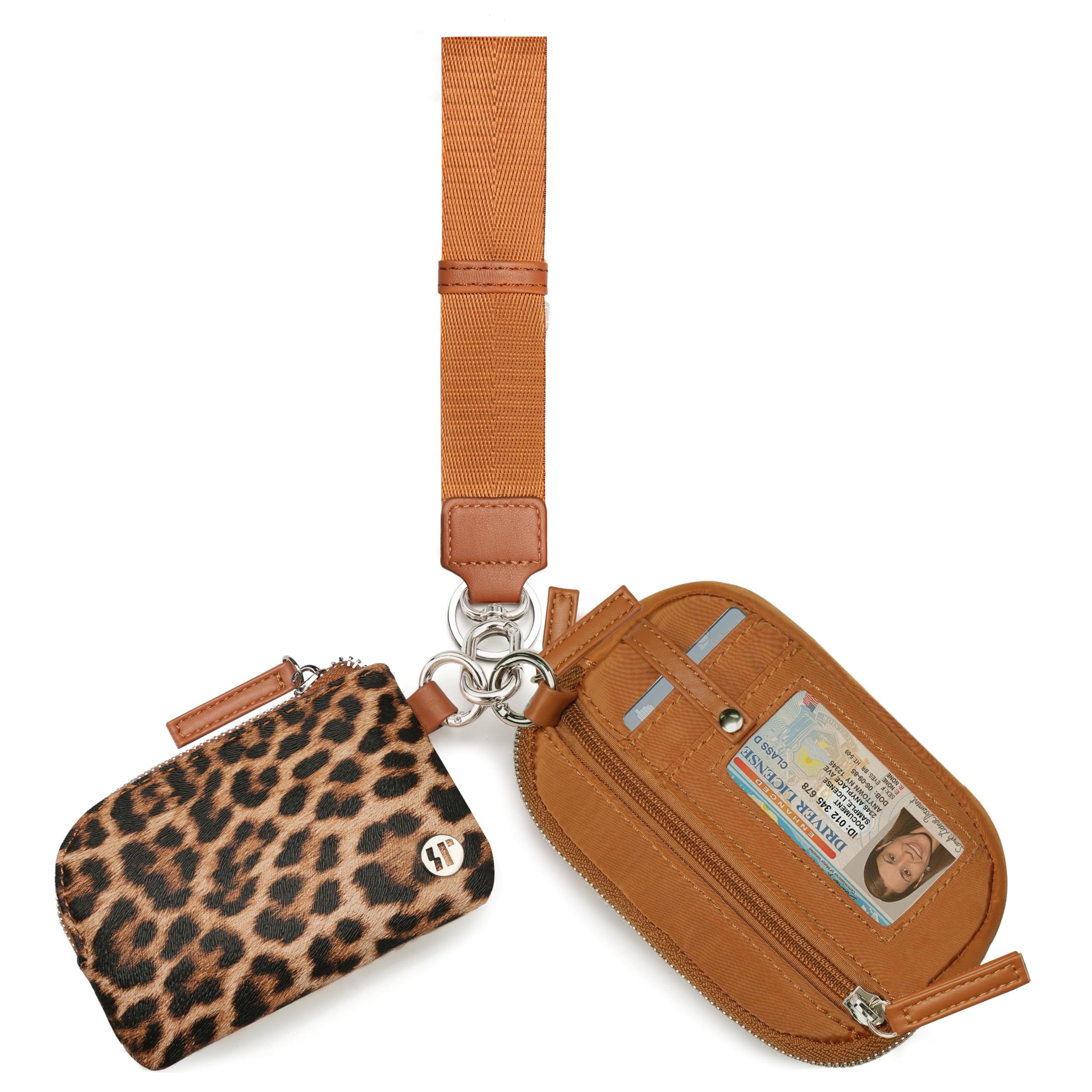Wallet Wristlet for Women, RFID Wallet Keychain with Dual Pocket