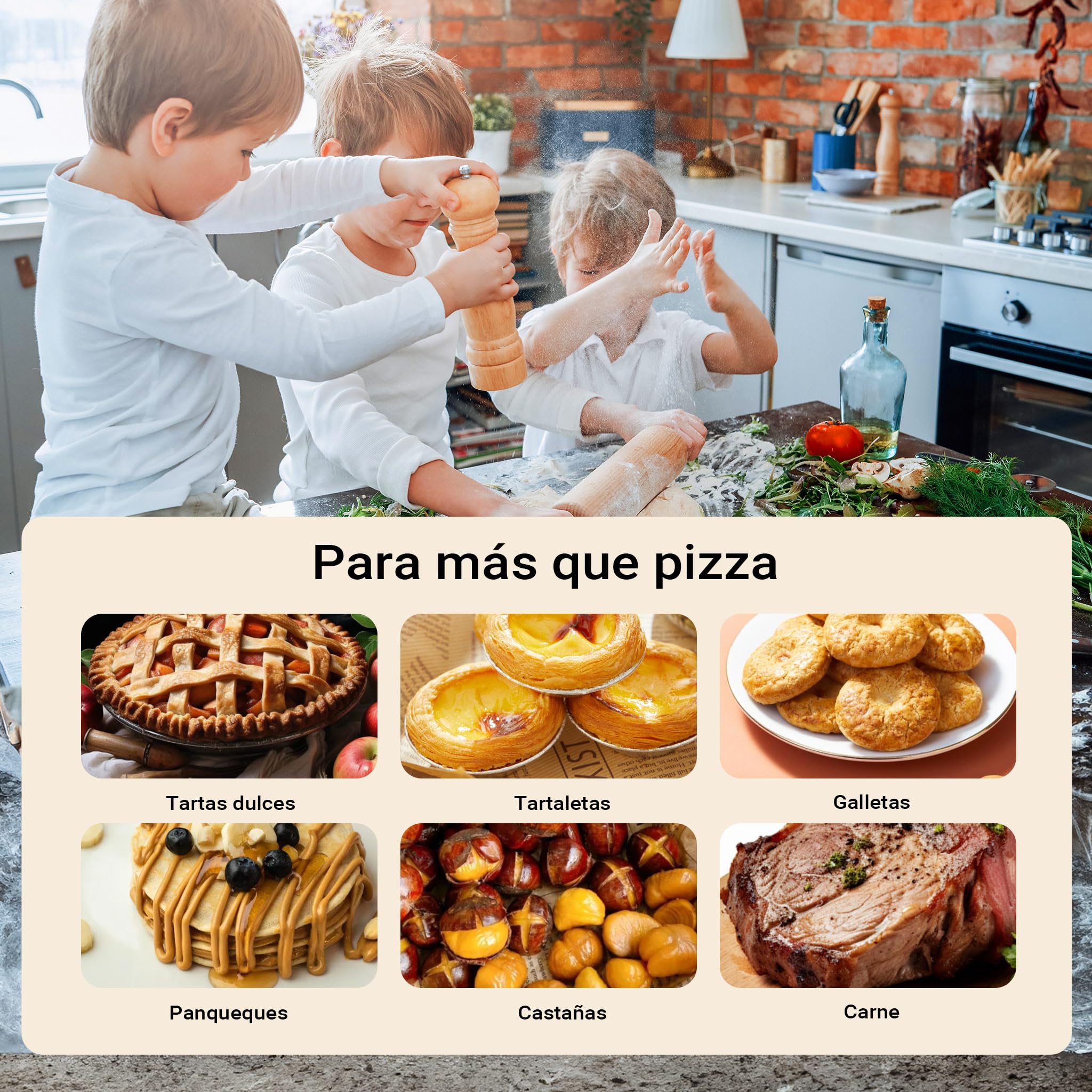 Horno de pizza eléctrico con piedra refractaria Ø32cm máx. 400°C con temporizador y ventanilla