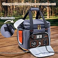 Vista 5 de Estuche de transporte de viaje de doble capa para Jackery Explorer 500 – Bolsa de almacenamiento portátil de estación de energía con fondo duro Gris