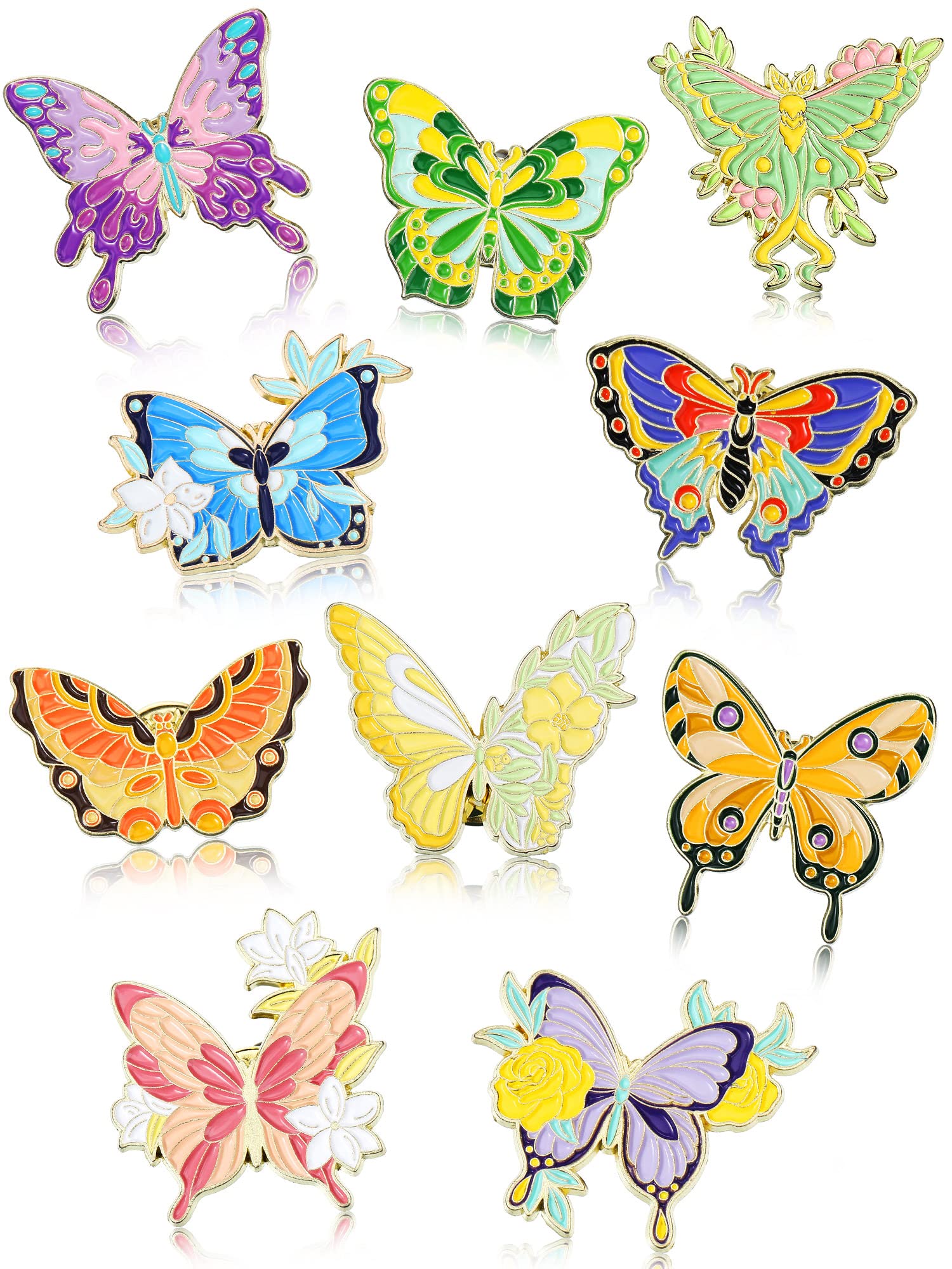 Janinka 10 Pcs Christmas Butterfly Enamel Pins Set Classic