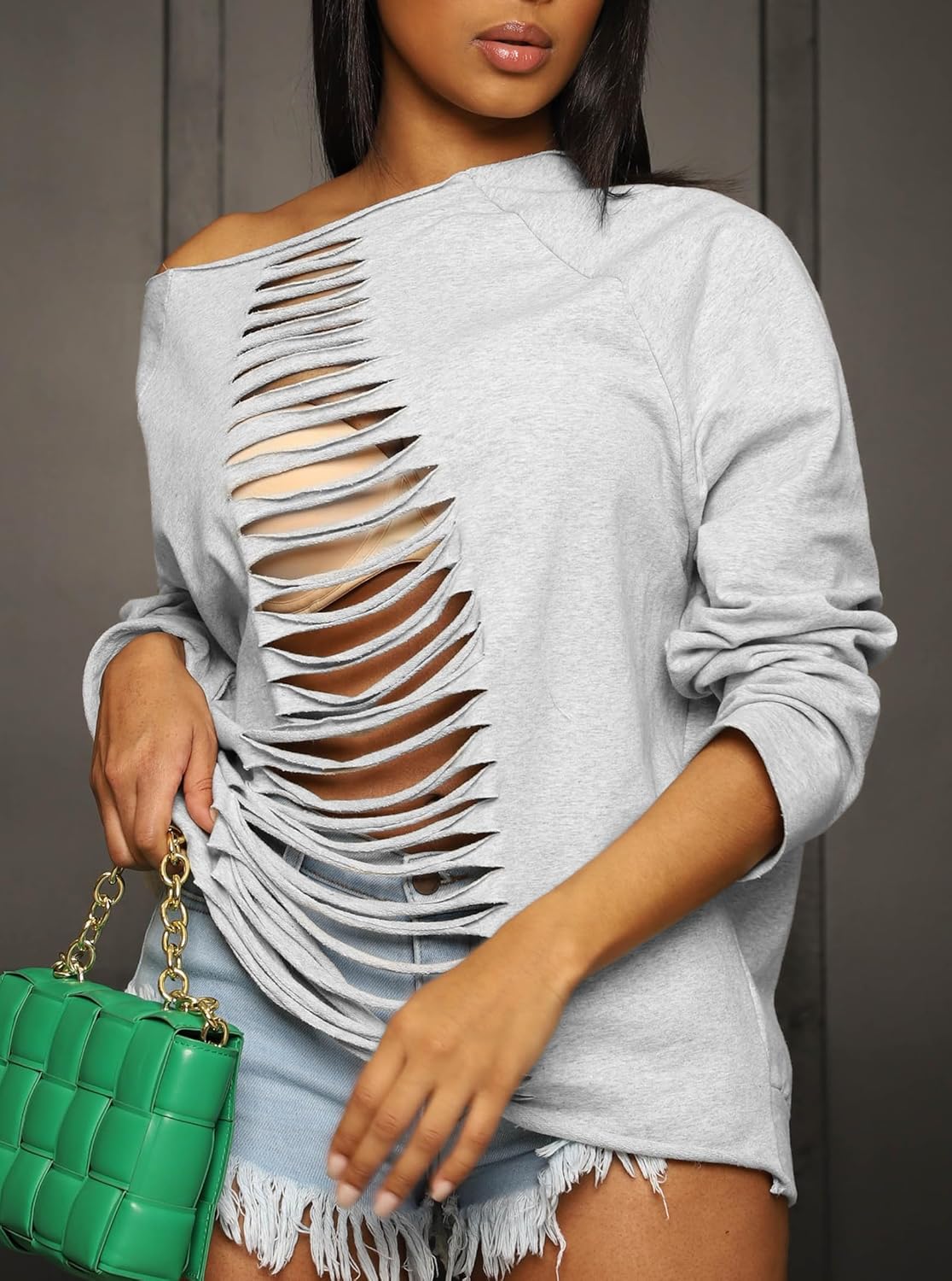 Hilinker Women's Sexy Off Shoulder Sweatshirt Long Sleeve Hollow Out Sweatshirts - Image 4