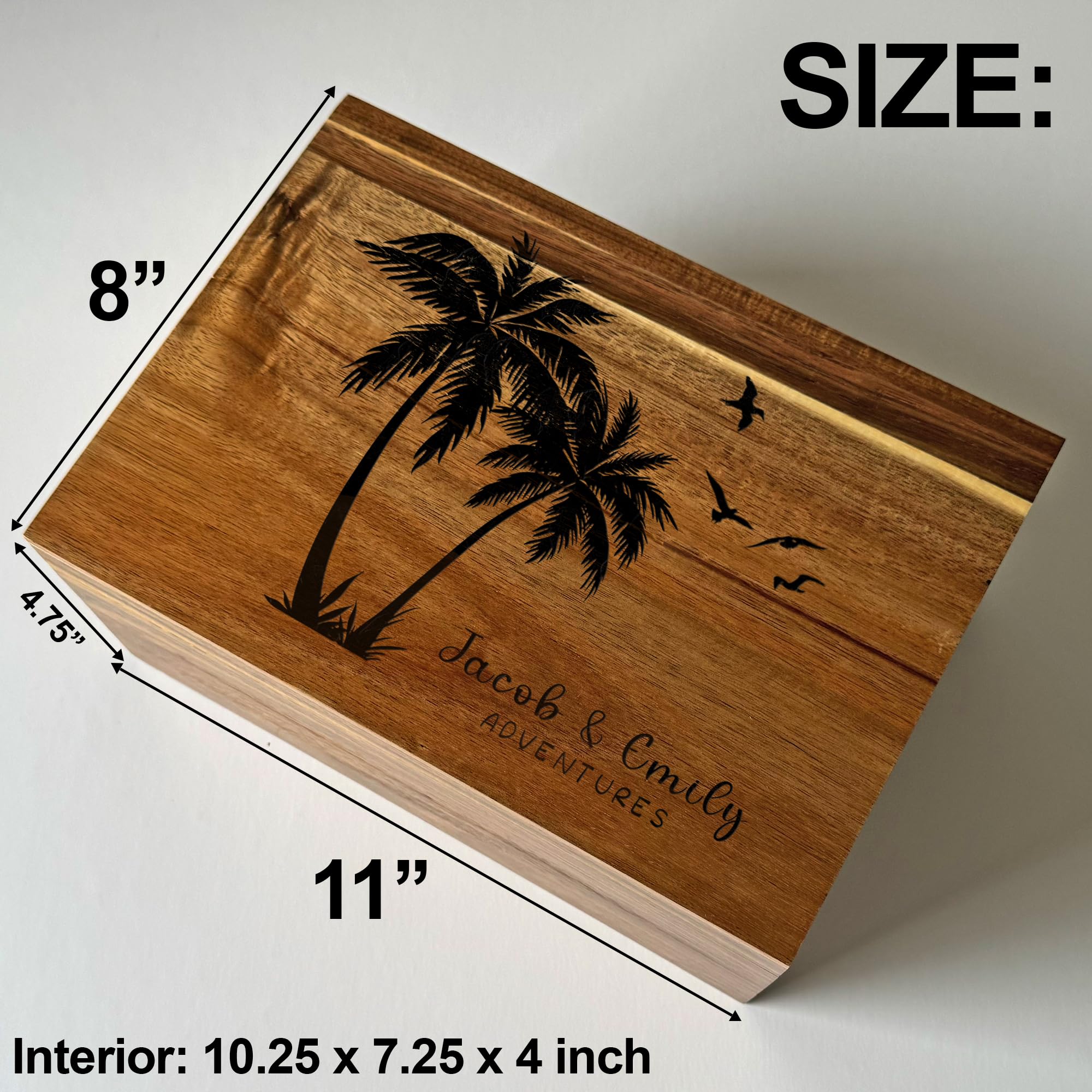 Scatola dei ricordi da viaggio – La nostra scatola dei ricordi dell'avventura, regalo personalizzato per coppie, in legno di bambù, per coppie, per conservare biglietti, regali di San Valentino, 28 x
