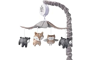 Lambs & Ivy Woodland Forest Gray/Tan Musical Baby Crib Mobile
