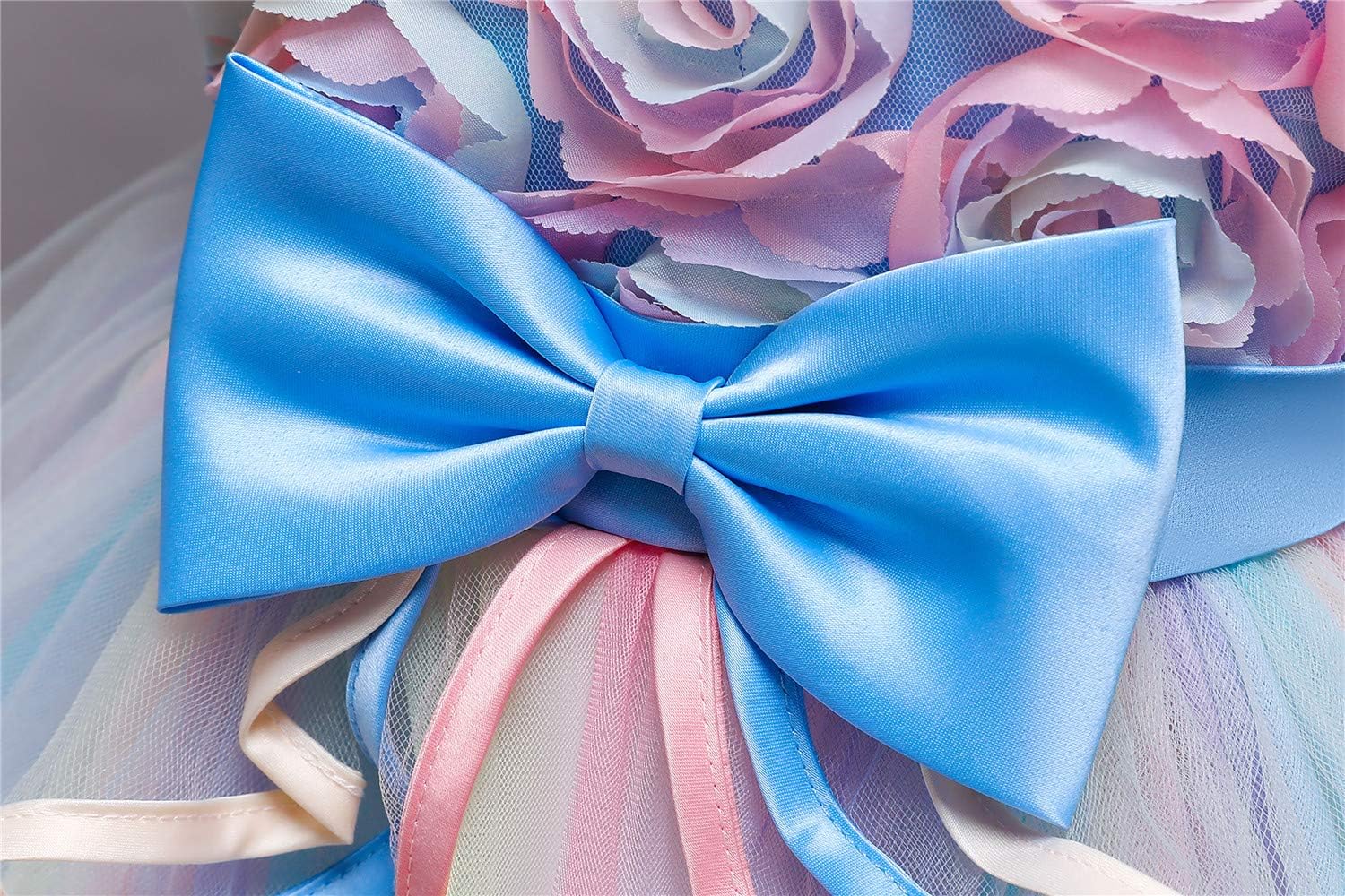 NNJXD Flower Girl Dress Kids Ruffles Lace Party Wedding Dresses 5-6 Years 736 Blue