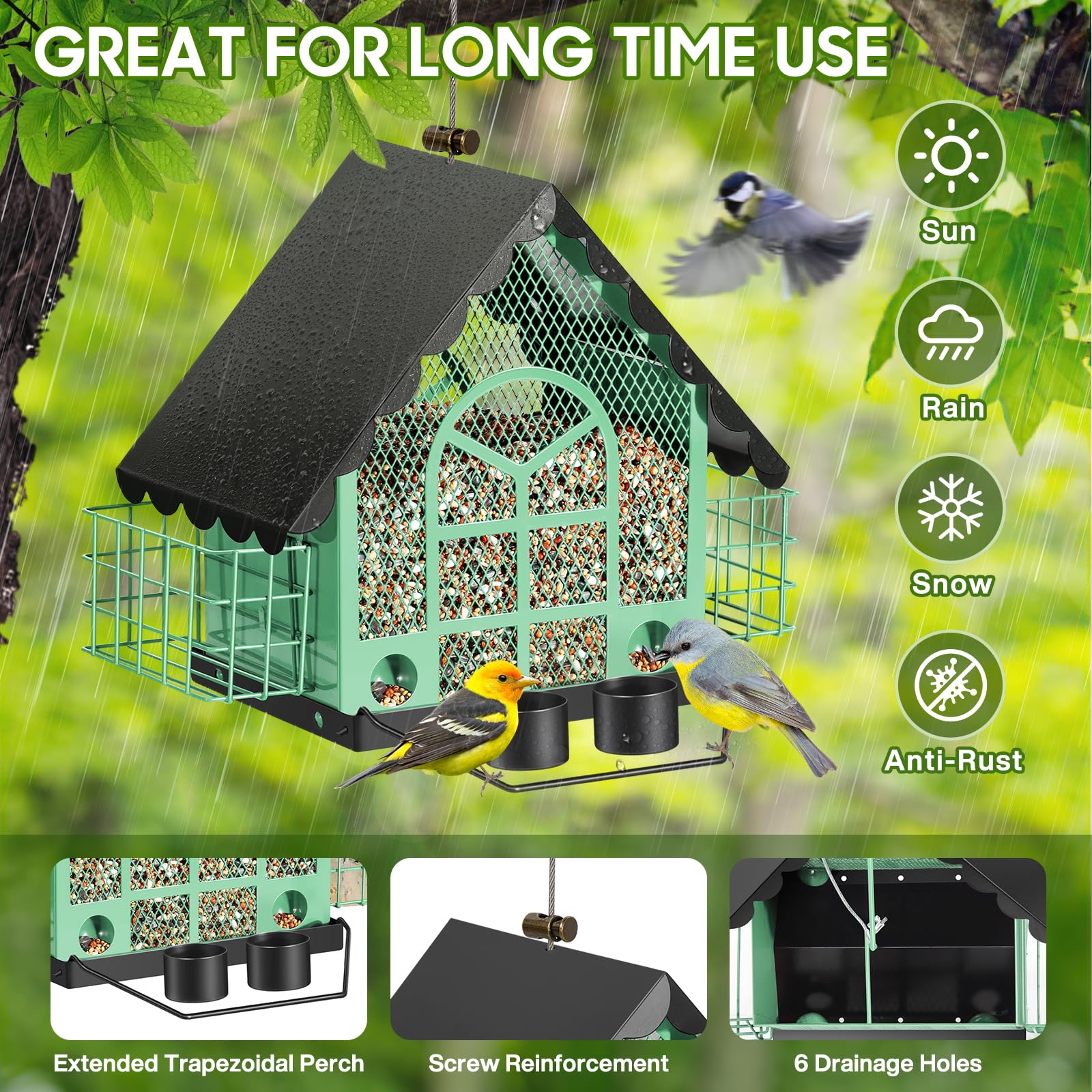 KQWVZ Vogelfutterspender - Zweistufiges Futterhaus Mit Metallhaken