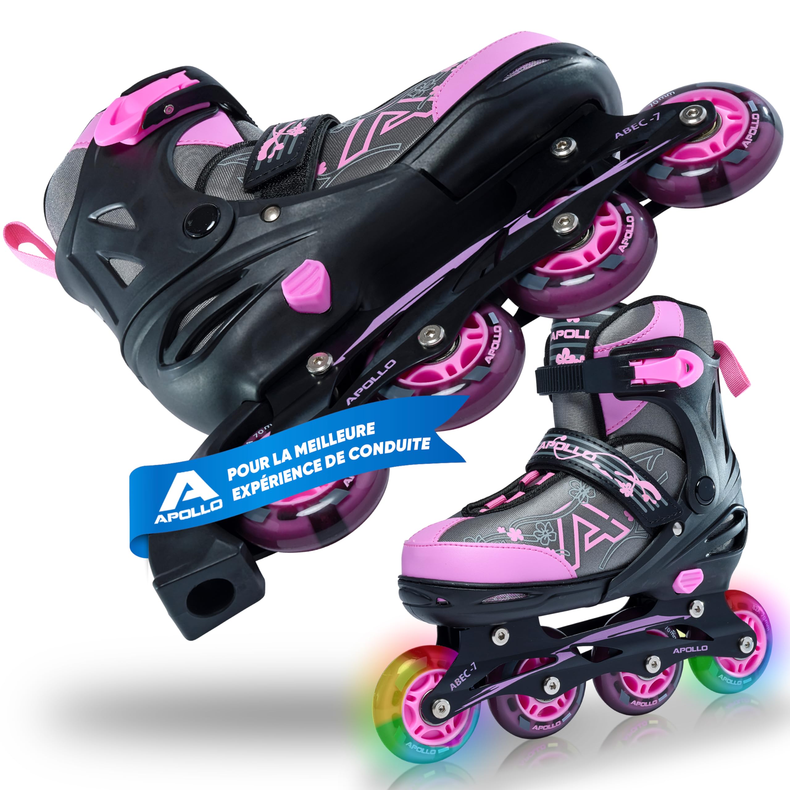Champion - Roller à Taille Réglable pour Enfants, Femmes et Hommes (31-42), avec Roues LED, Haute Qualité