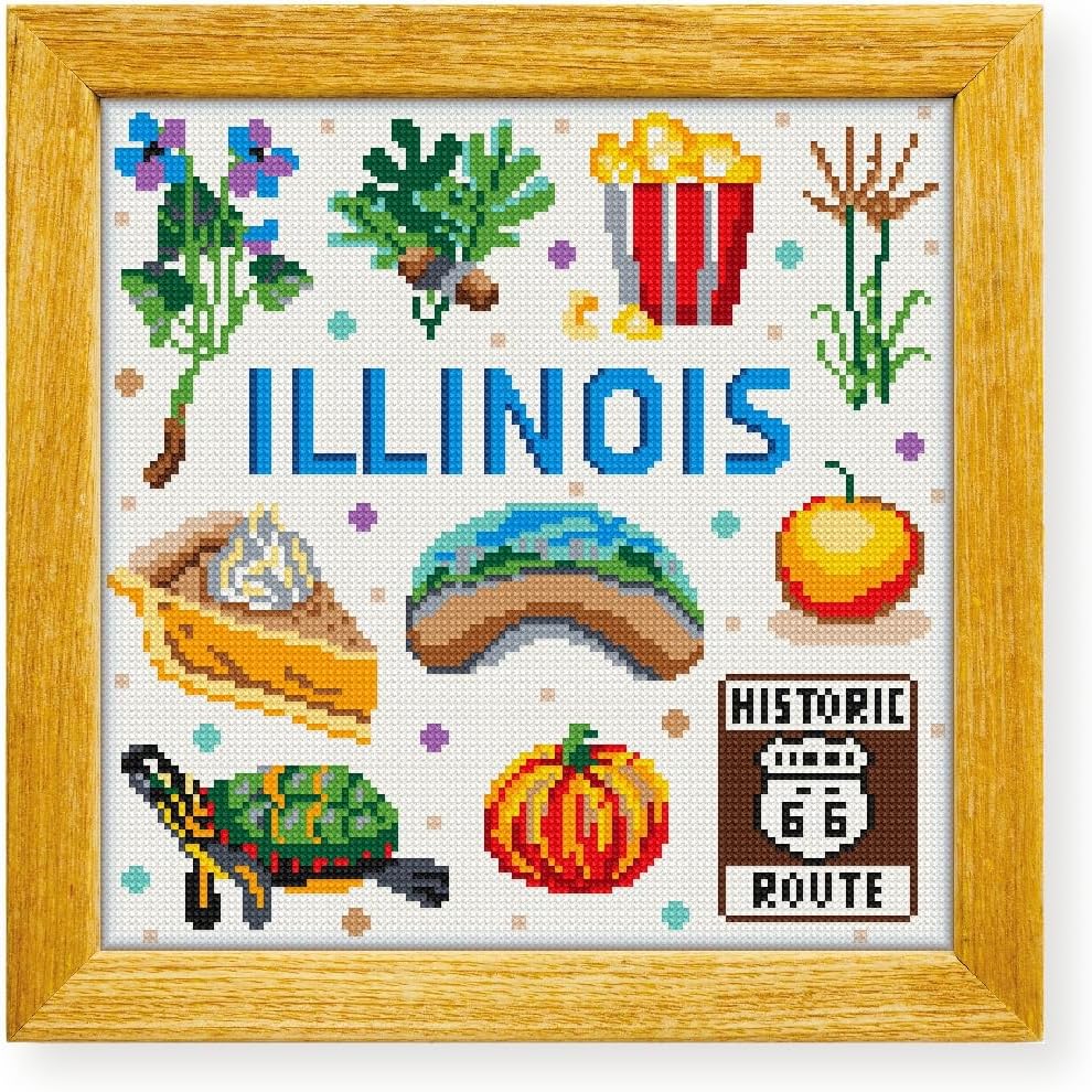 Awesome Pattern Studio Illinois Collection DS1889, Diamond Painting Kit, Diamond Art Kits for Adults, Full Drill 5D Diamond Dots Kits. All Items Included.