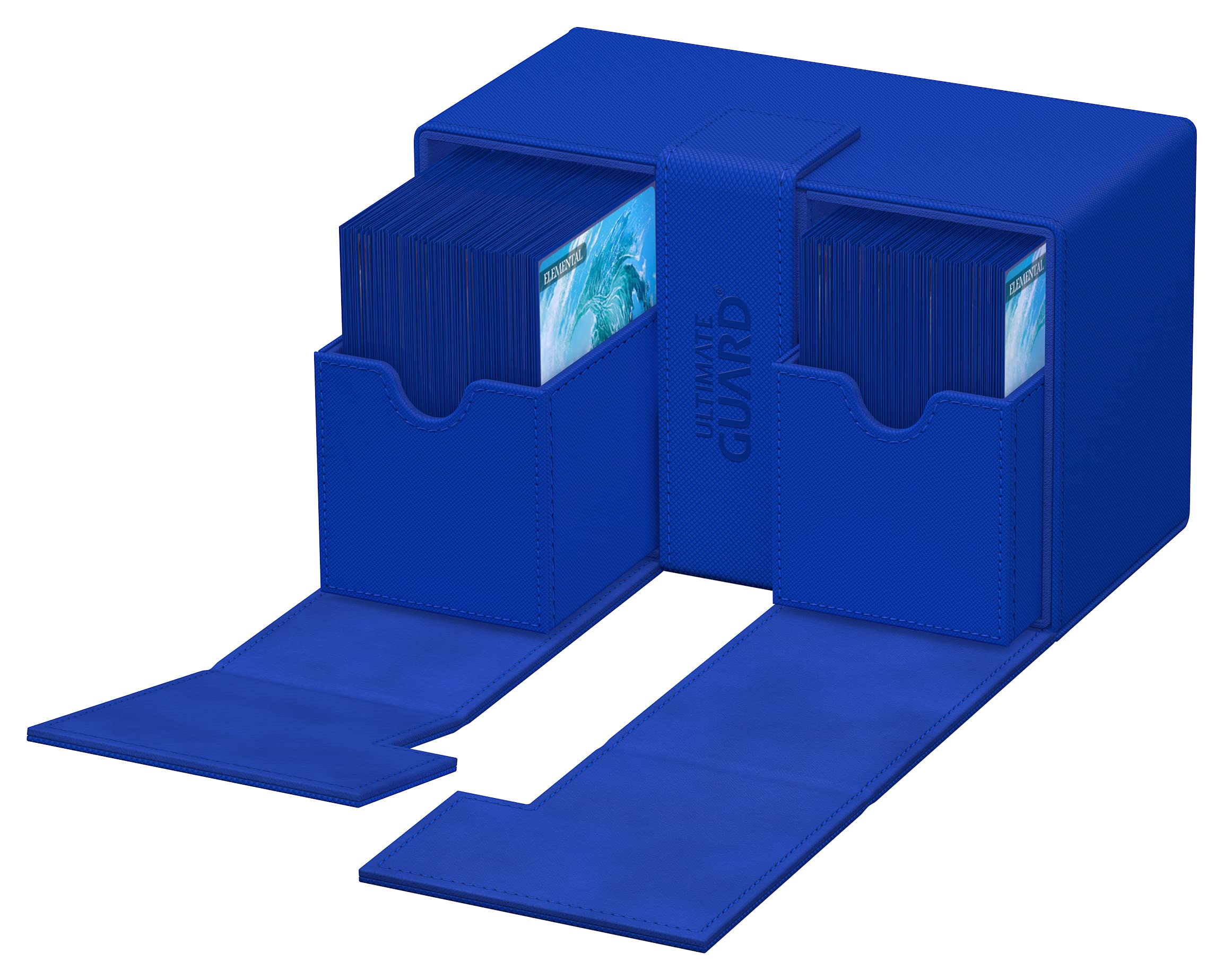 Ultimate Guard Twin Flip'n'Tray 160+, Étui pour 160 cartes TCG à double manche + plateau à dés, bleu, fermeture magnétique indépendante et doublure intérieure en microfibre