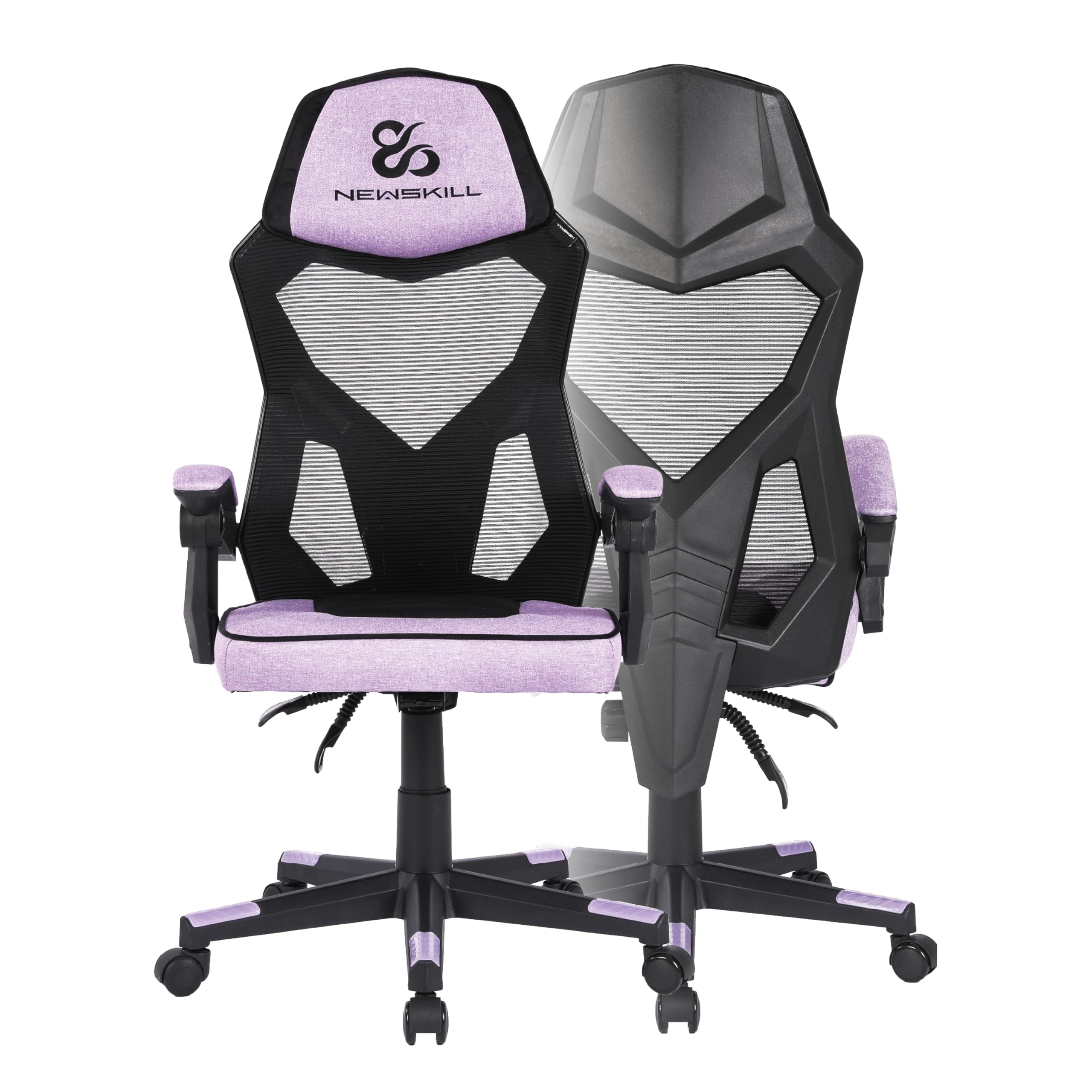 NEWSKILL Eros Silla Gaming ergonómica con Respaldo de Malla, Asiento Acolchado y Base metálica - Color Morado