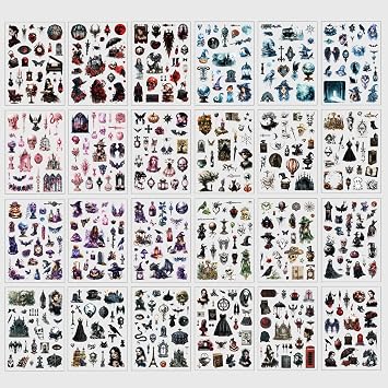 DAPUTOU 550PCS Vintage Scrapbook Stickers Books 24Sheets Vintage Butterfly Garden Flowers Gothic Stickers Kit for Scrapbooking Supplies Aesthetic Junk Journal Journaling Craft Halloween