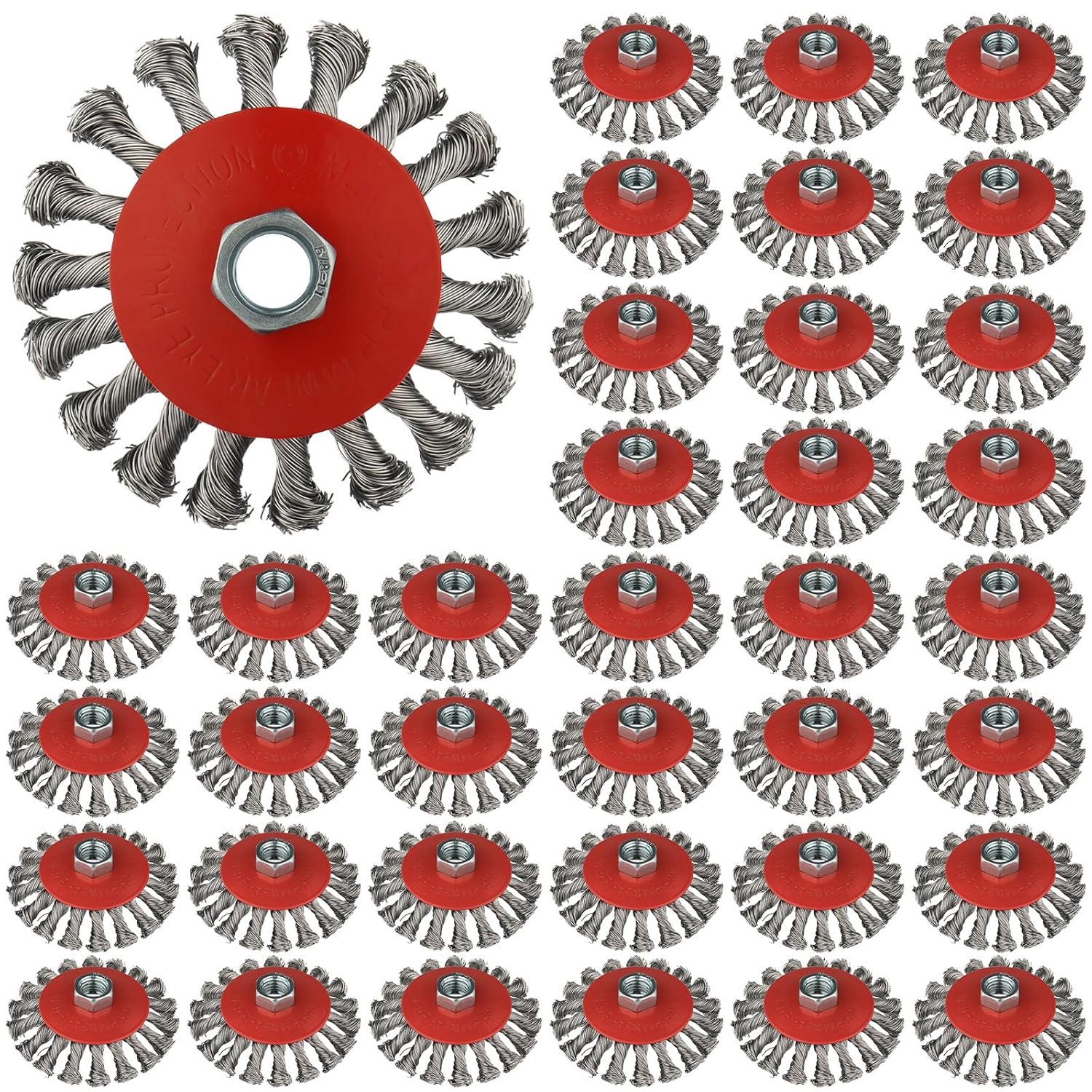 Rocaris 45 Pack 4 Inch Wire Wheel for 4 1/2 Angle Grinder, Twist Knotted Wire Wheel Brush with 5/8" Thread Arbor for Heavy-Duty Conditioning Removing Rust