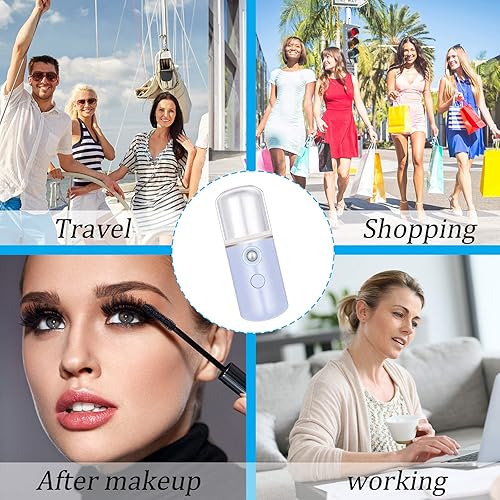 Miniatura 6 de Mudder 8 piezas nano pulverizador facial portátil mini atomización facial recargable por USB 1.0 fl oz vapor facial para cuidado de la piel,