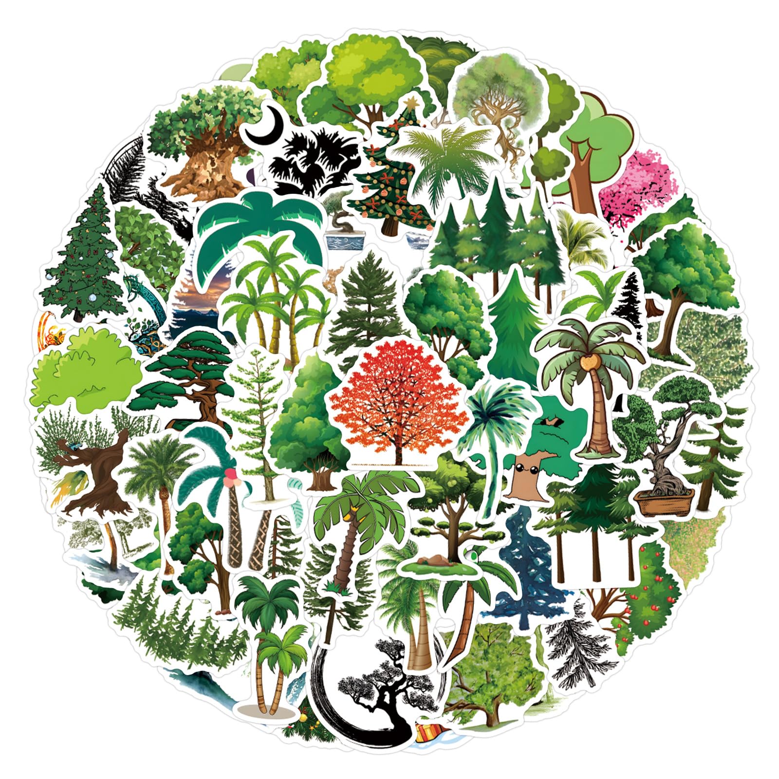 100PCS Tree and Plant Waterproof Stickers for Kids Teens Adults,Nature Plant Decals Decorative Water Bottles Diaries Laptops Phones Notebooks Travel Case Skateboard Luggage Albums Crafts - Image 3