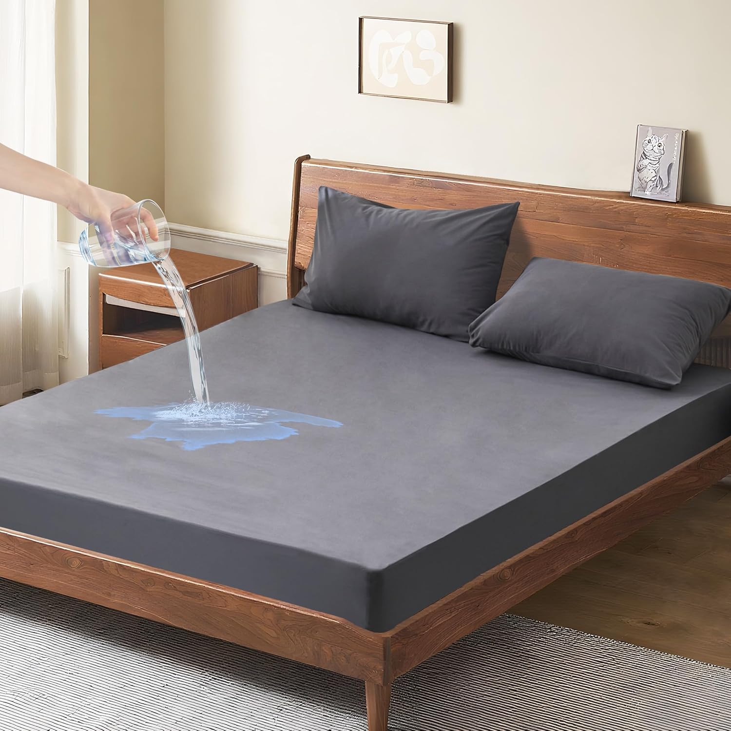 Waterproof Mattress Protector California King, Soft & Breathable Cal King Mattress Cover, Noiseless Fitted Sheet for Incontinence, Hypoallergenic, Machine Washable, 18'' Deep Pocket (72'' X 84'')