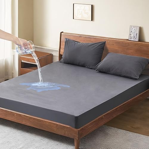 Miniatura 16 de Protector de colchón Full, funda de colchón impermeable con cubierta de cama con bolsillo profundo de 18", estilo sábana bajera, sin ruido,
