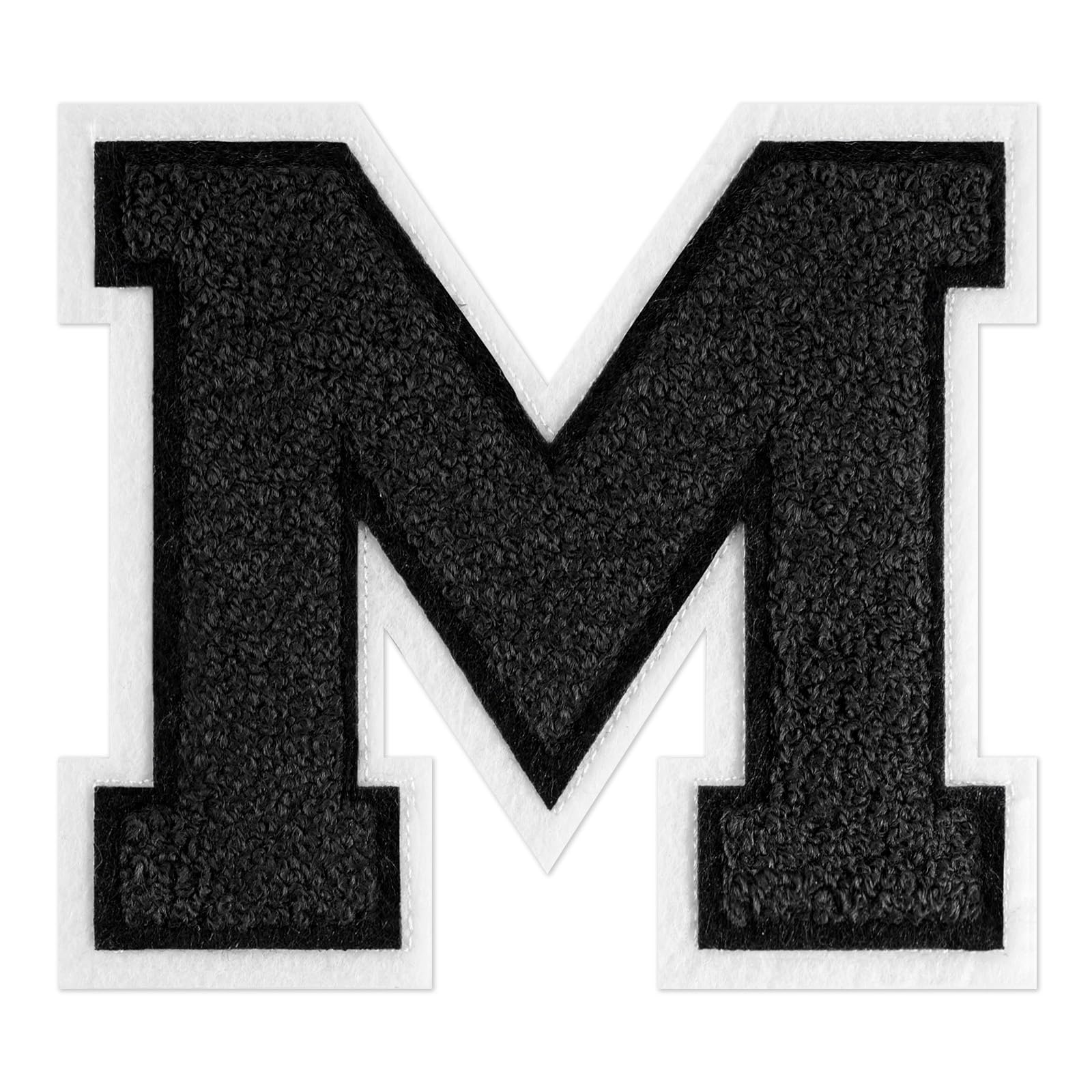 QianSiLi 6.0 Inch Chenille Iron On Letters for Clothes Varsity Letter Patches Embroidered Patch Iron On Patches for Clothing Jacket/Hoodie/Varsity (Black,M)