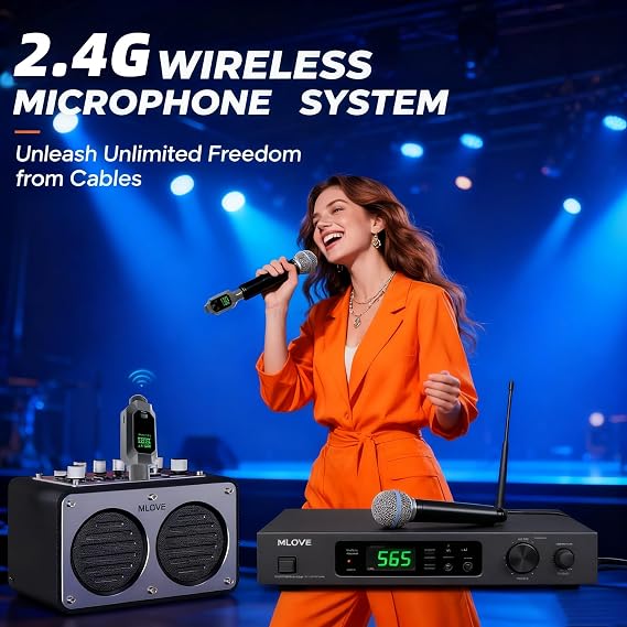 2.4G Wireless XLR Microphone Transmitter and Receiver, 8-Hour Battery Life. Suitable for Condenser Microphones, Dynamic Microphones, Mixers, etc