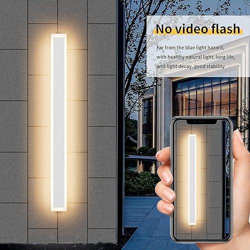 Vista 113 de Paquete de 2 luces para exteriores, moderna lámpara de pared para exteriores, tira larga, aplique de pared LED IP65, luz cálida antioxidante, 3000
