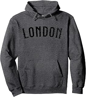 Vintage London England Distressed Black Text Apparel Pullover Hoodie