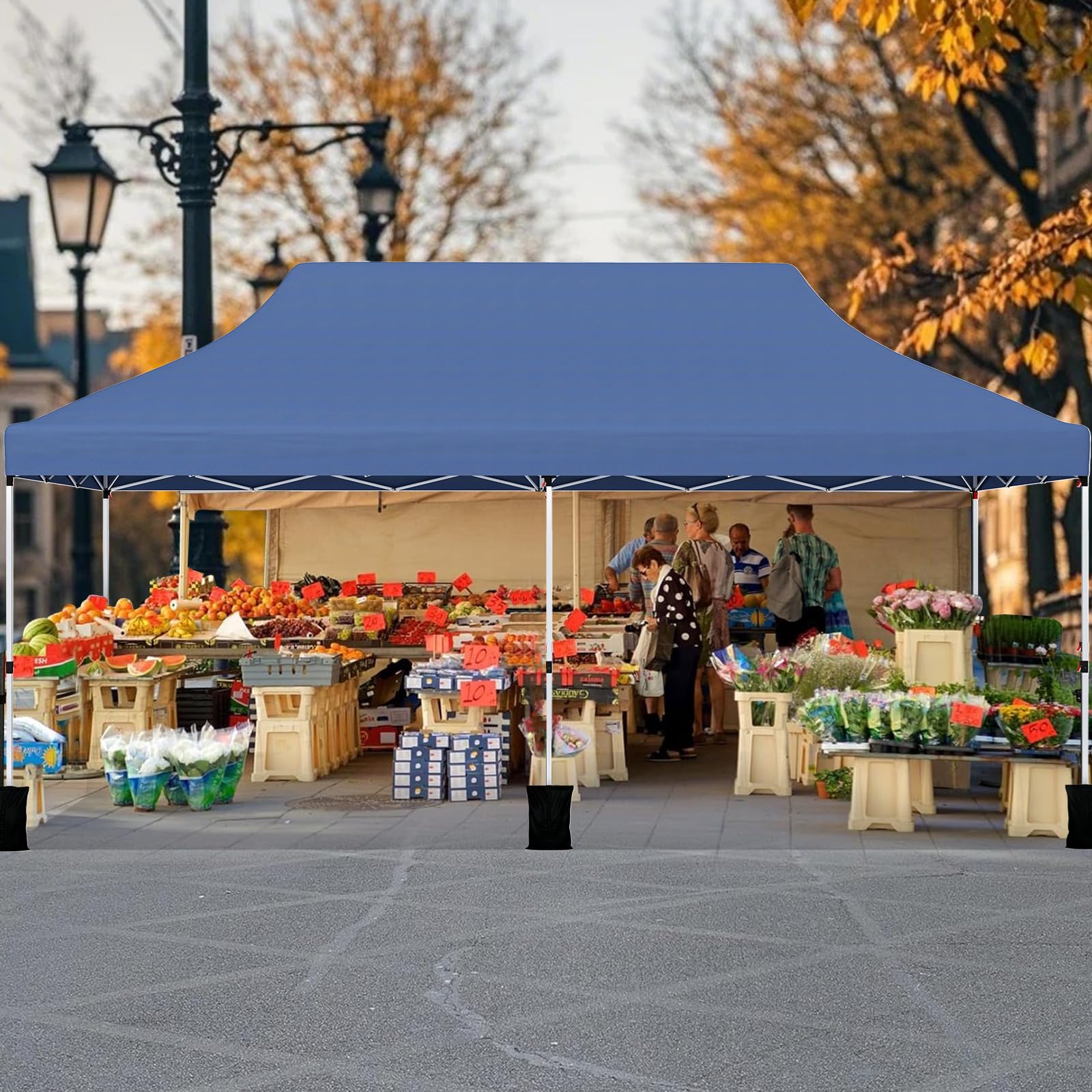 COSTWAY Gazebo Pieghevole da Giardino 3 x 6m, Gazebo Pop-up con Borsa da Trasporto, Regolabile in Altezza, per Feste (Blu)