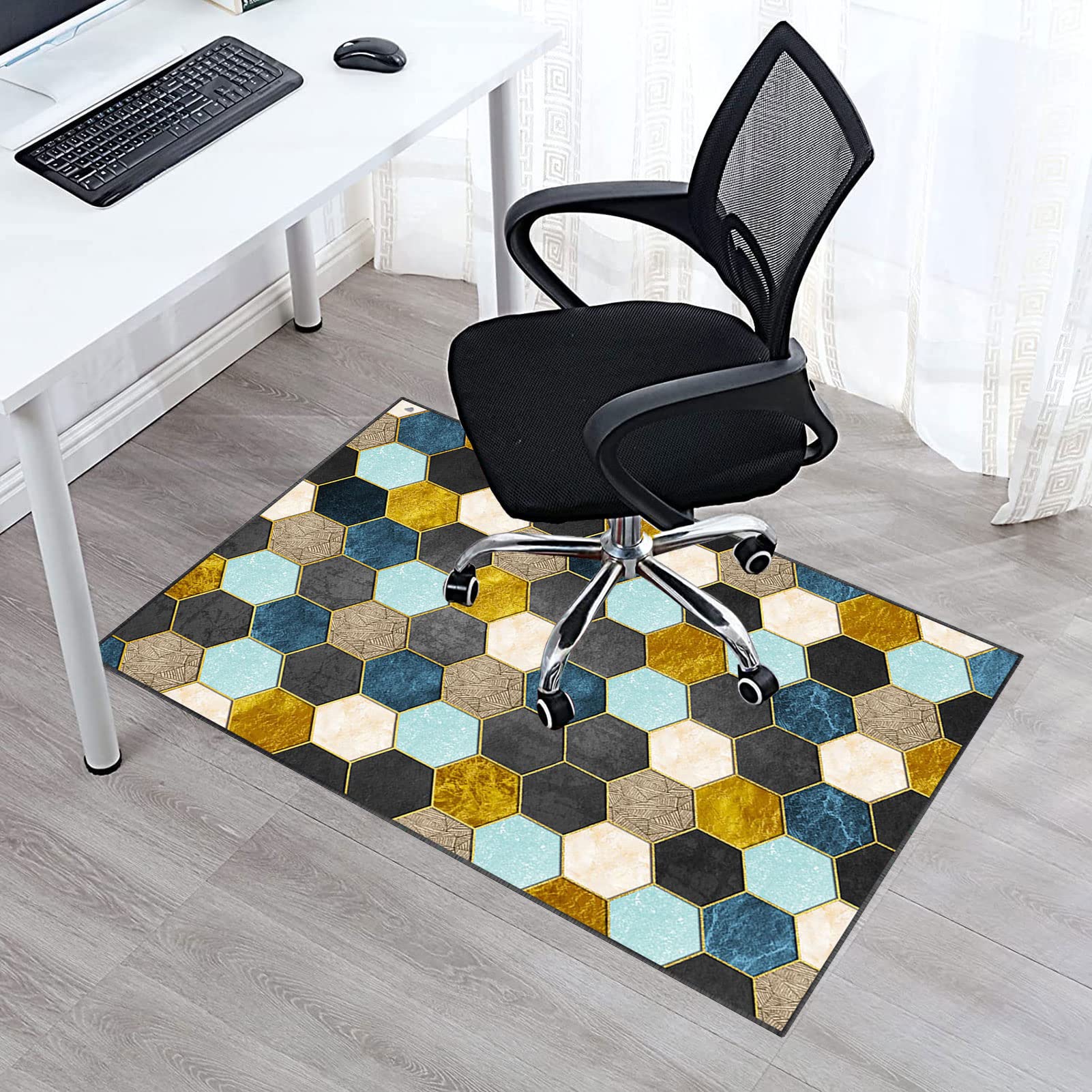 Tappetino per sedia da gaming, 120 × 160 cm, protezione per pavimento, per ufficio, scrivania, scrivania, scrivania, superficie in legno duro, tappetino da gioco, sedia da ufficio, con design