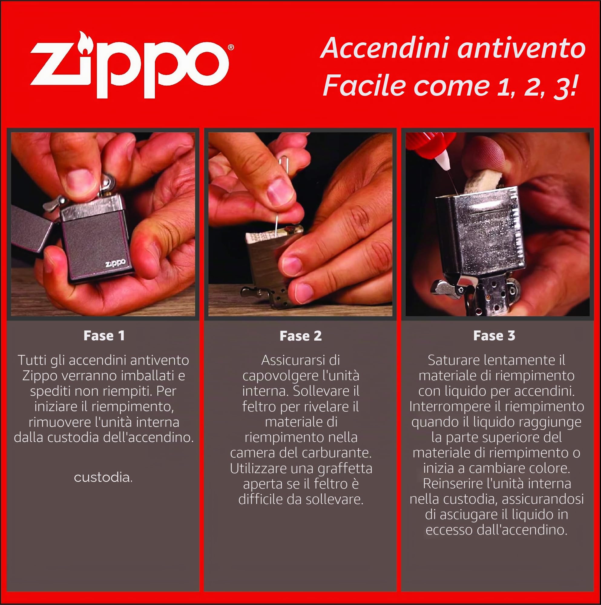 Zippo Accendino antivento | accendino Zippo a lunga durata in metallo | migliore con liquido per accendino Zippo | accendino ricaricabile|perfetto per sigarette, sigari, candele, accendini tascabili, emblema da parete Zippo