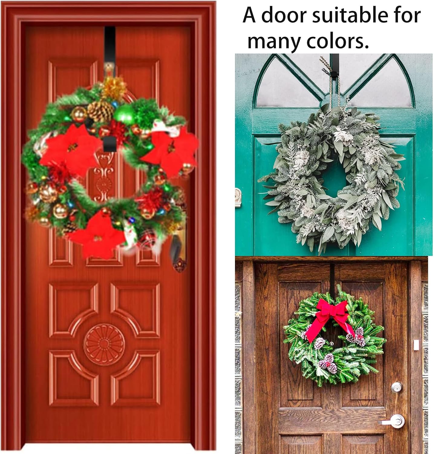 Christmas Wreath Hanger, 30 cm Metal Wreath Hanger for Front Door, Wall or Decorations (Black)