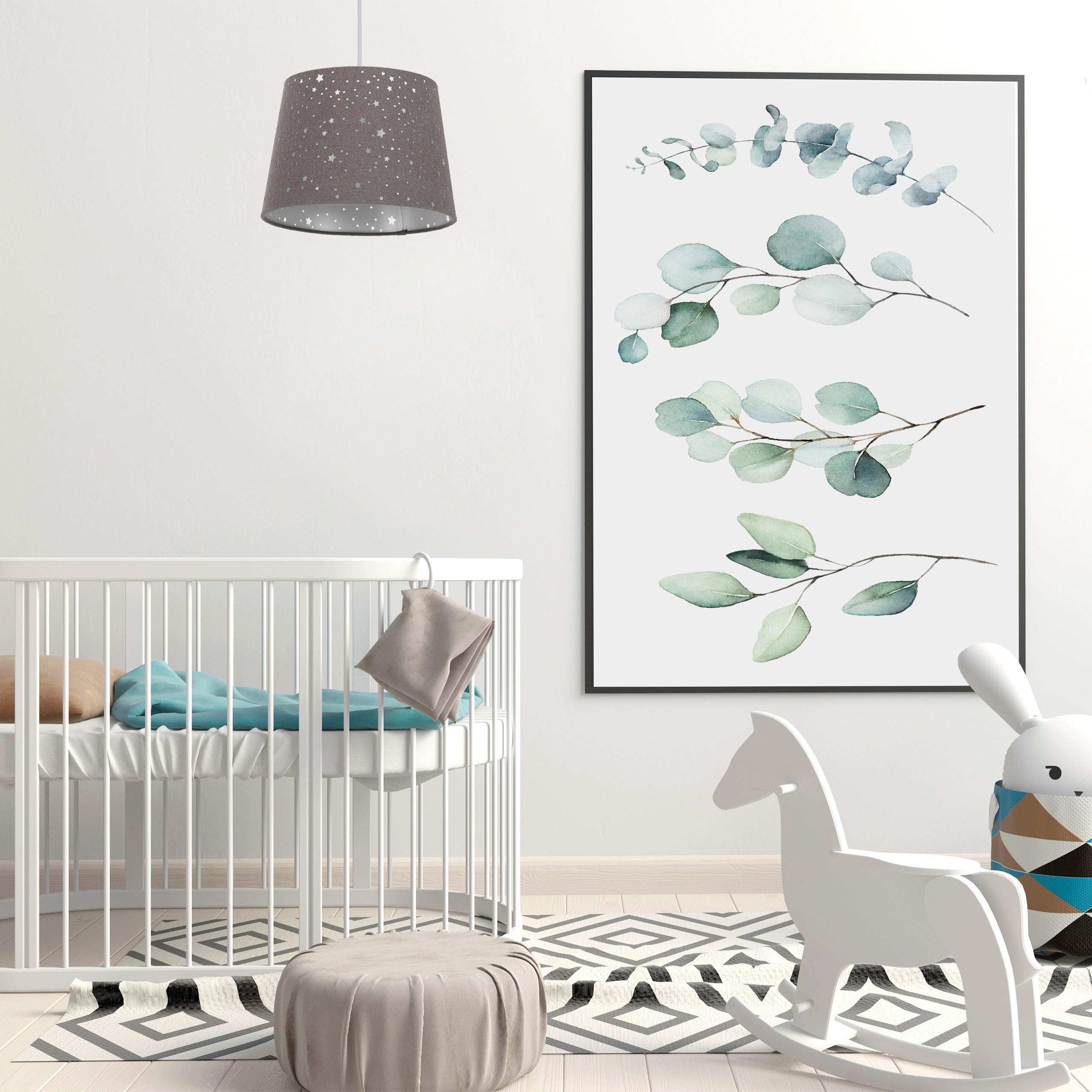 Relaxdays Lámpara de techo infantil, Estrellas, Iluminación colgante para niños, Pantalla redonda