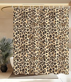 MAMUSE Shower Curtain for Bathroom - Cute Aesthetic Decorative Modern Girly Unique Girls Design Pretty Women Waterproof Fabric Cloth Cortinas de Baño Bathtub 72 x 72 Inch, Leopard Print