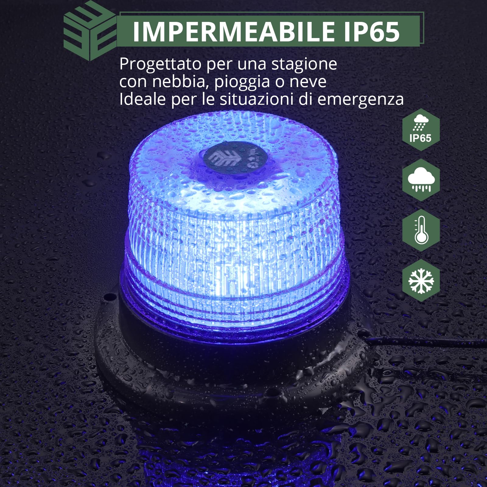 EYPINS 40 LED Luce Lampeggiante per Auto Blu,Luce Stroboscopica di Emergenza con Base Magnetica,Spia di Avvertimento per Auto da 40 W,E57/IP65,Cavo da 5 m,per 12 V/24 V Trattore,Camion