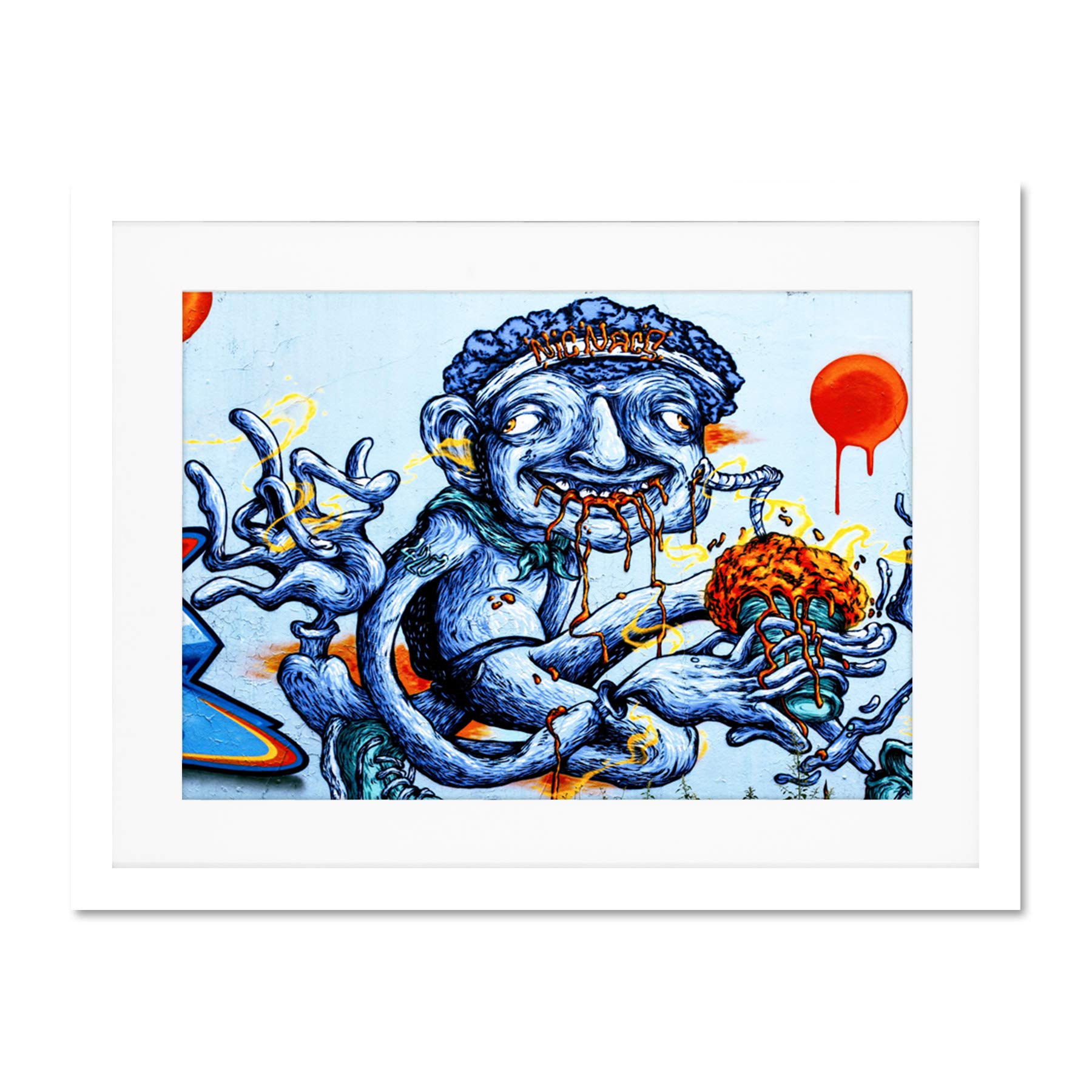 Graffiti Weird Guy Eating Large Art Print Poster Wall Decor 18x24 inch Supplied Ready To Hang With Included Mount Brackets