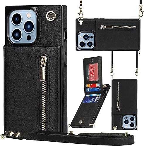 Funda compatible con iPhone 13 Pro Max de 6.7 pulgadas, bolso de bolsillo, elegante funda protectora para iPhone 13 Pro Max (negro de moda)