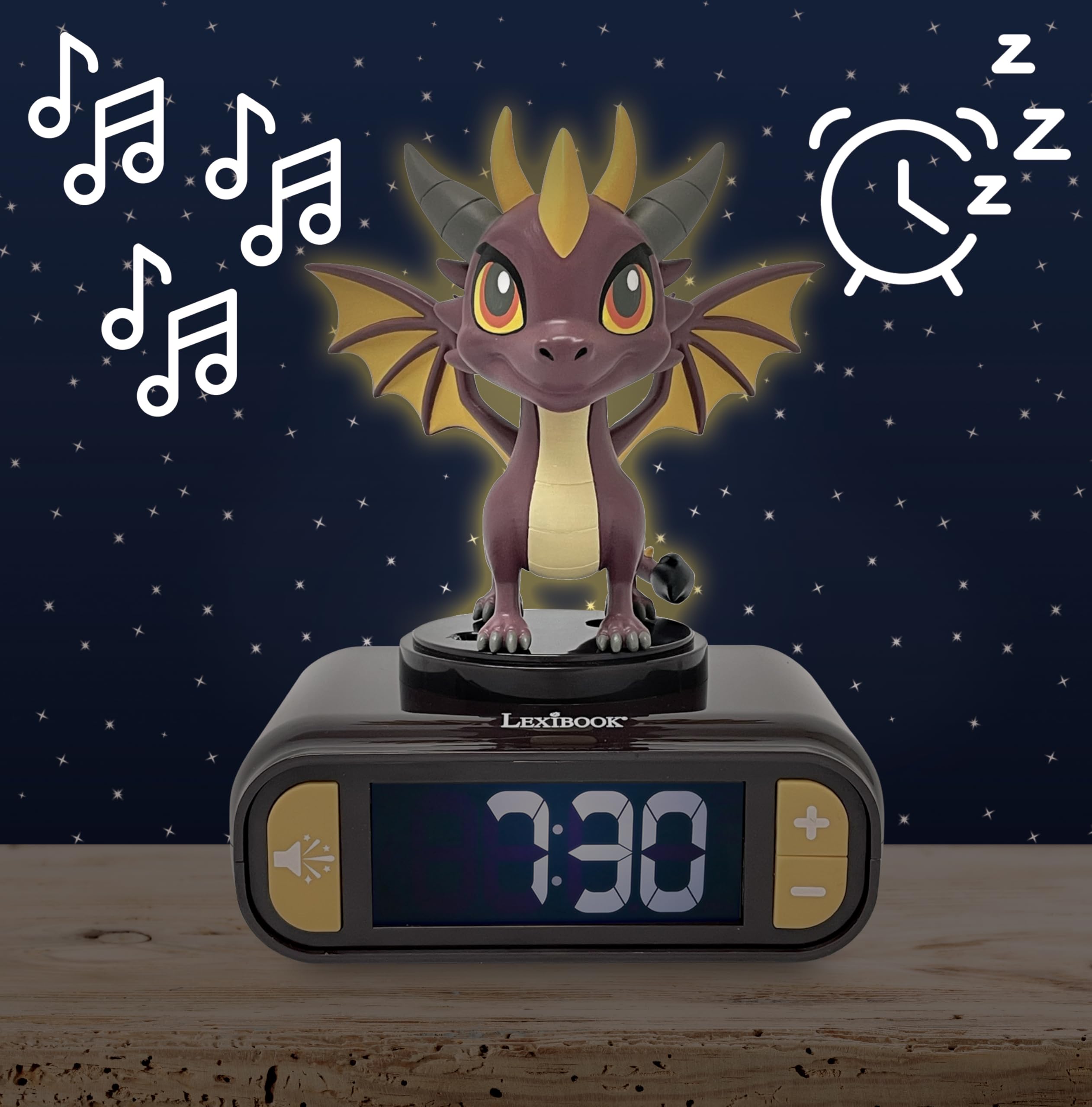 LEXiBOOK, Rl800DRA Réveil avec effets sonores Motif dragon Noir