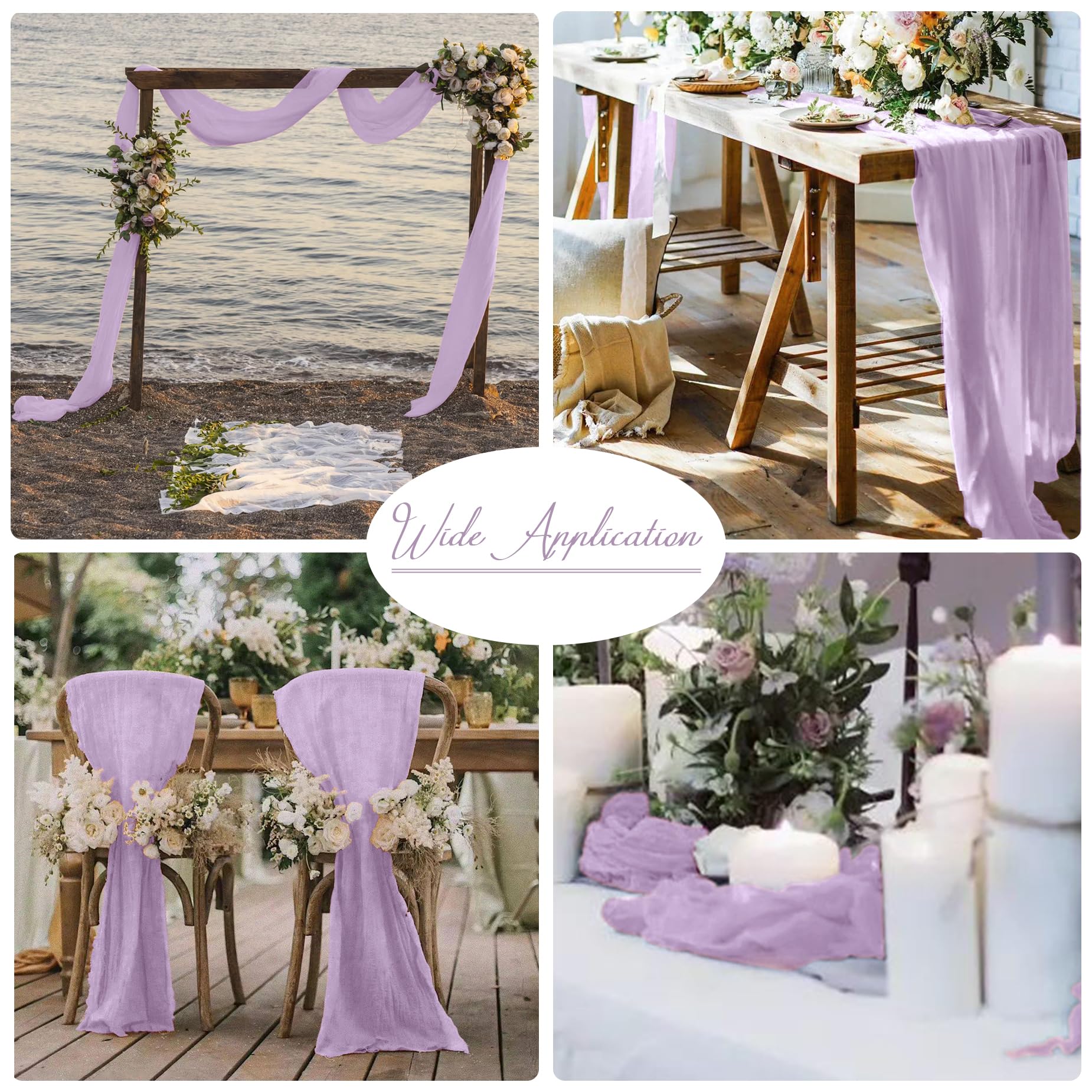 Lot De 6 Chemins De Table En Étamine, 3 M En Gaze De Style Bohème