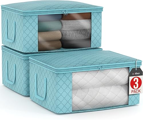 Sorbus Bolsas de Almacenamiento Medianas para Ropa - Contenedores Plegables para Mantas para Organizar Dormitorio, Armario, Ropa, Edredón,