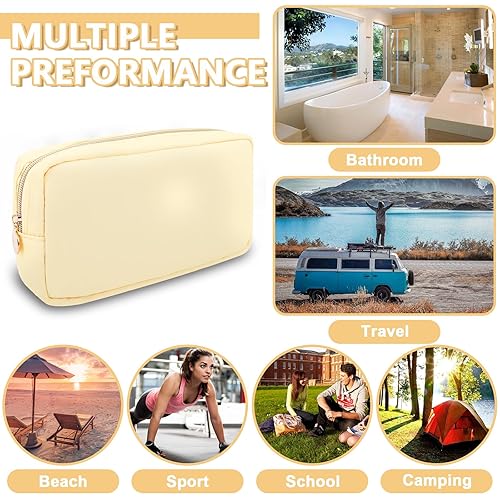 Miniatura 5 de UIXIZQ Bolsa de maquillaje de nailon, bolsa de viaje, neceser, organizador de maquillaje, bolsas con cremallera para cosméticos, tamaño pequeño,