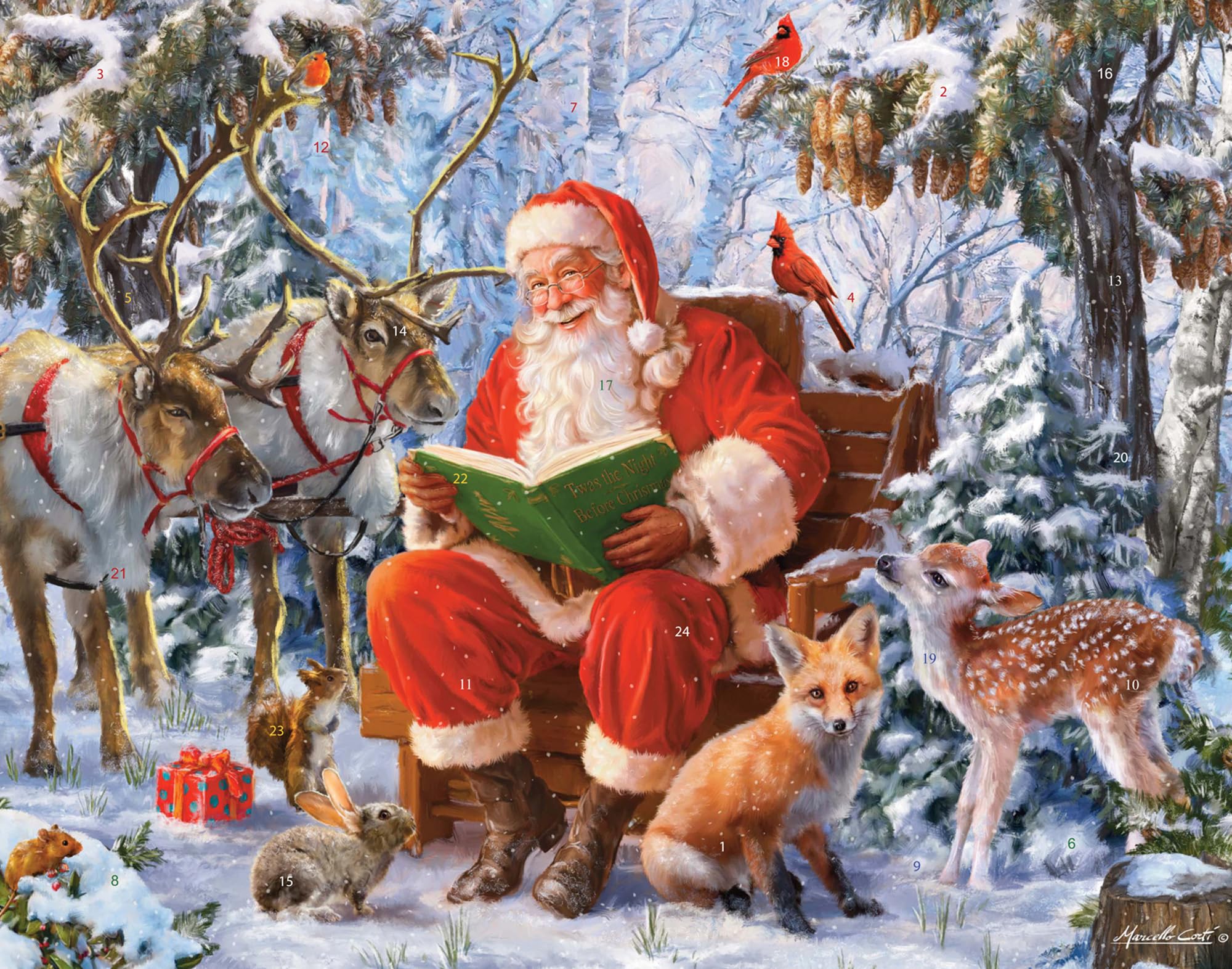 Santa's Forest Advent Calendar (Christmas Countdown Calendar) with Twas the Night Before Christmas Poem by Vermont Christmas Company