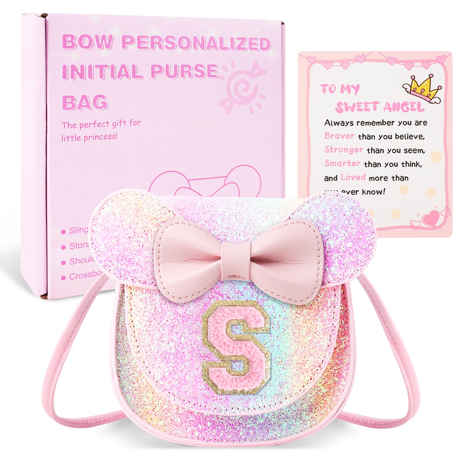 Little Girl Toddler Purse - Cute Mouse Ear Bow Crossbody Bag for 2-8 Year Olds - Birthday Gift
