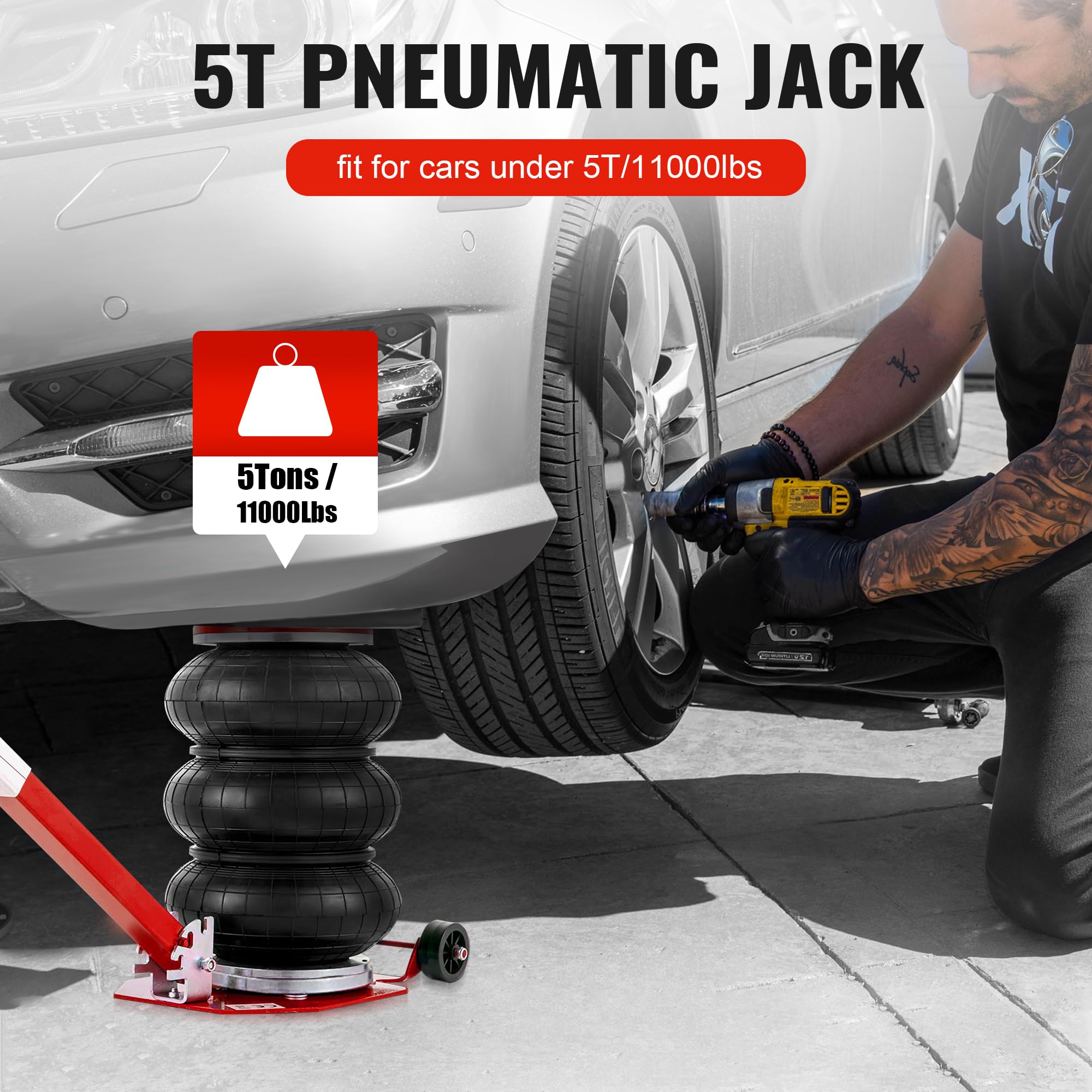 Produktbild von Rengue Air Jack 3 Tonnen – Pneumatischer Wagenheber Mit 3s Schnellhub, Hubhöhe Bis 40 Cm, Verstellbarer Griff, Für Auto, SUV Und Wohnmobil, Rot
