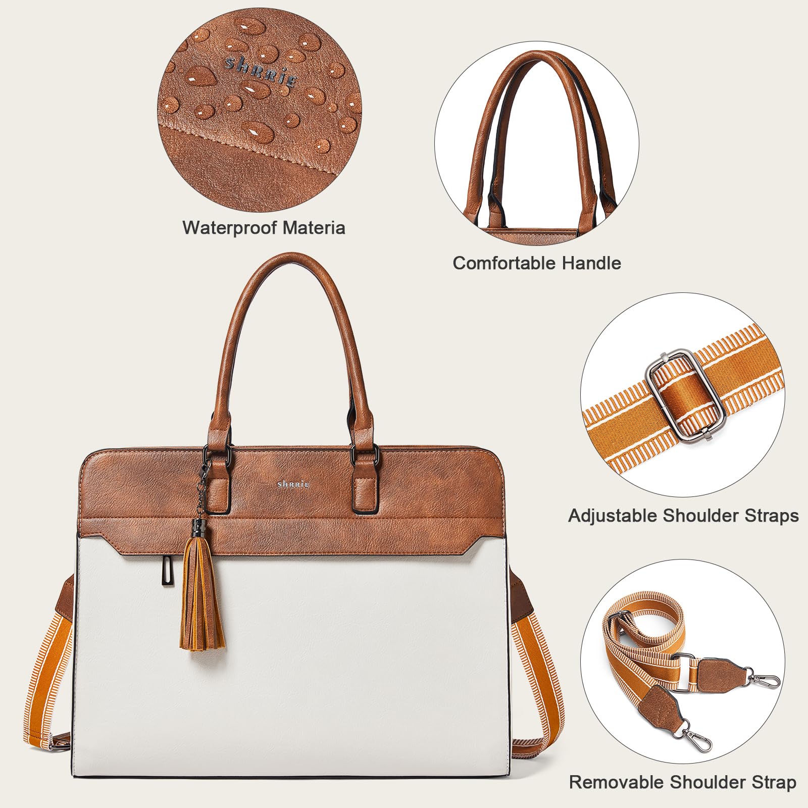 Shrrie 15,6 pouces sac pour ordinateur portable pour les femmes,Sac de travail résistant à l'eau sac portable,Valise avec sac à main