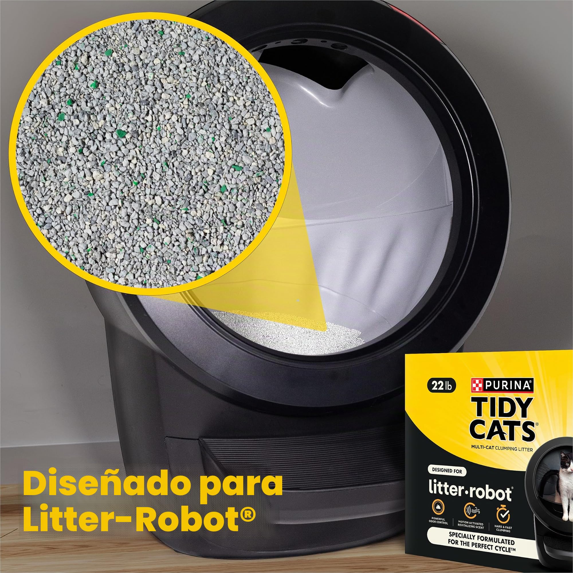 Purina Tidy Cats Arena para Gatos, fórmula de Control de olores para Gatos con Robot aglutinante, Caja de 22 Libras