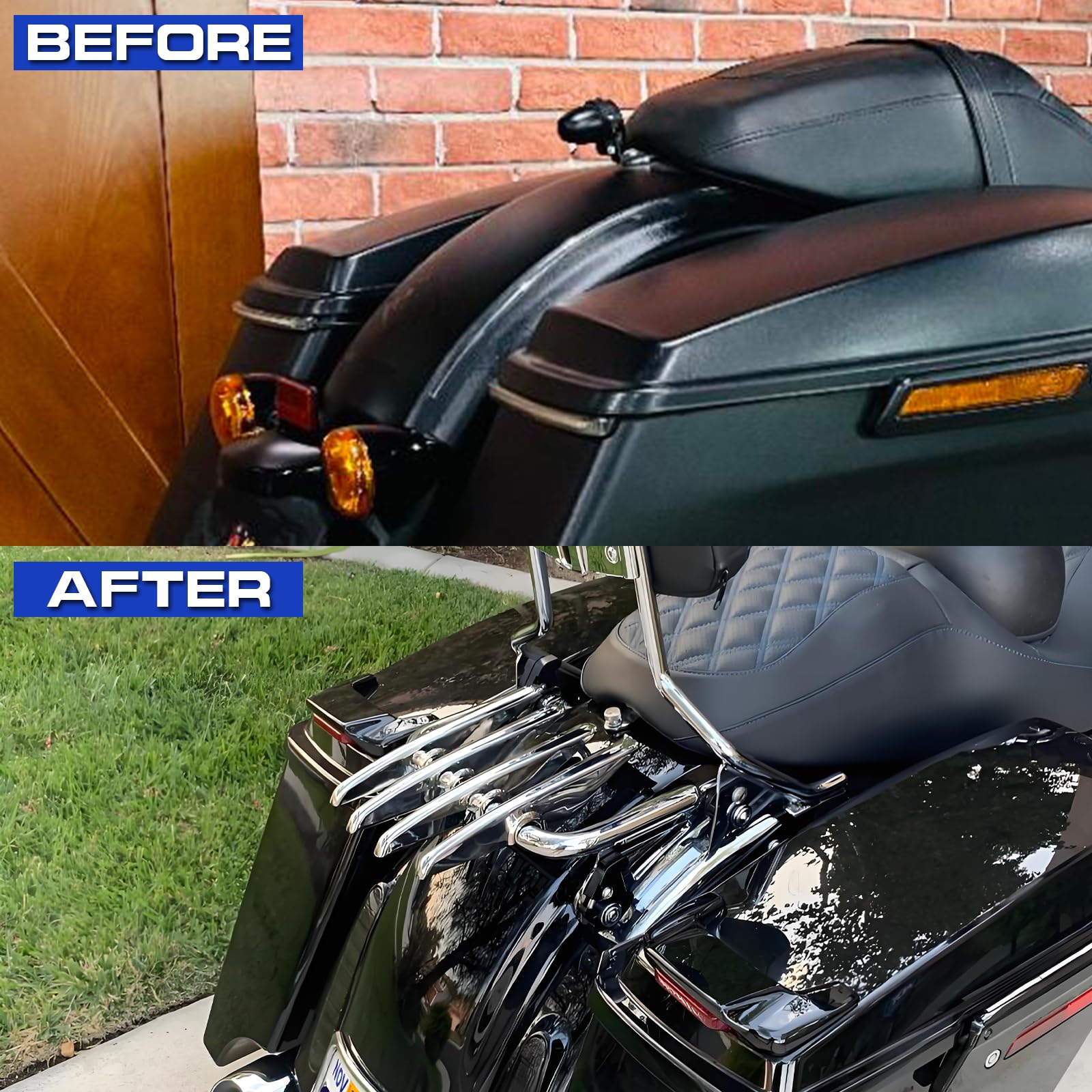 WOOGA Motorrad Gepäck Halter Hinten Gepäck Träger Rack Ladungen Halter Halterung Zubehör für Har&le&y Davidson Street Glide Road King Special Road Glide (Schwarz)