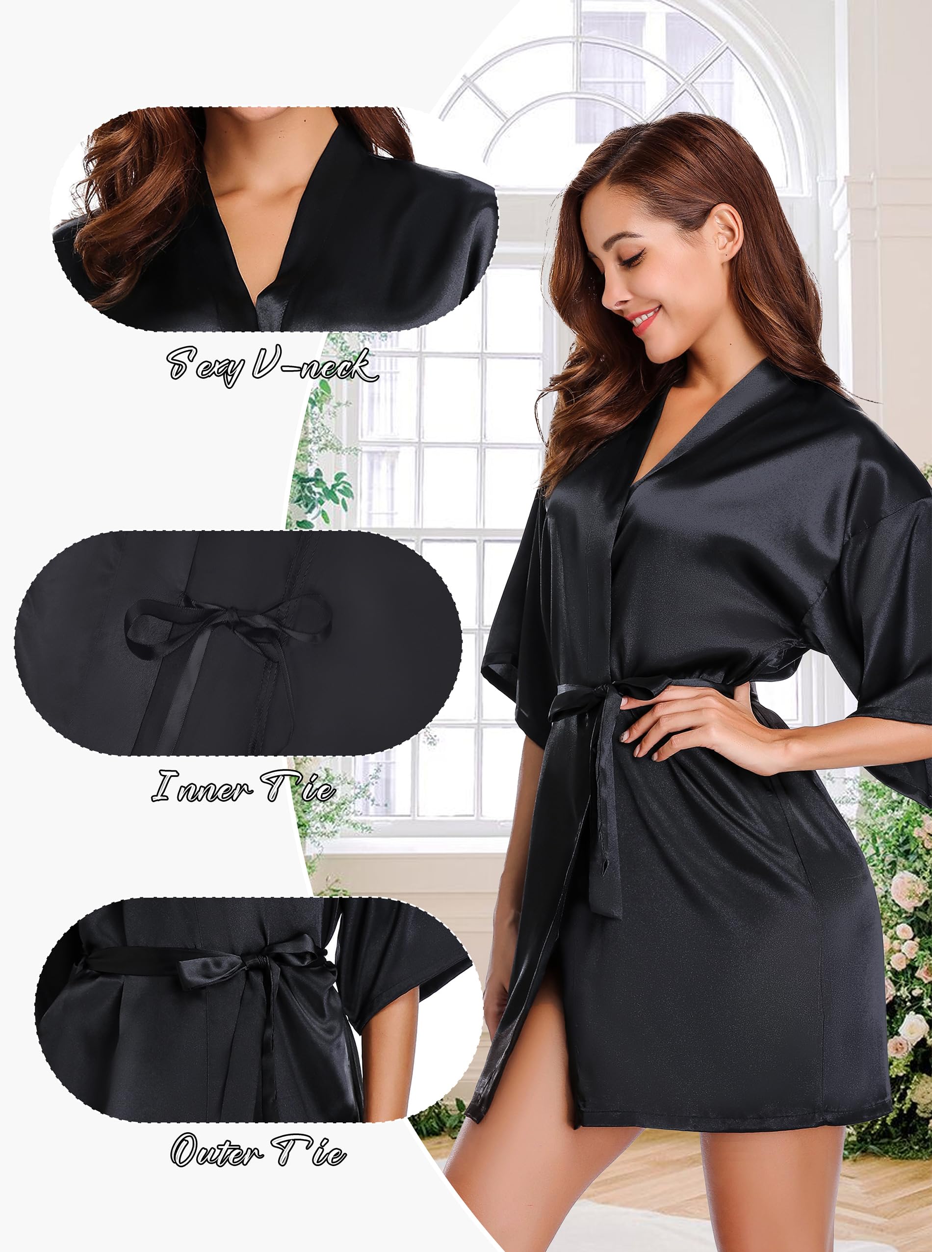 Wikoan Accappatoi e Vestaglie da Donna Elegante,Kimono Donna/Camicie da Notte per Donna/vestaglia donna corta