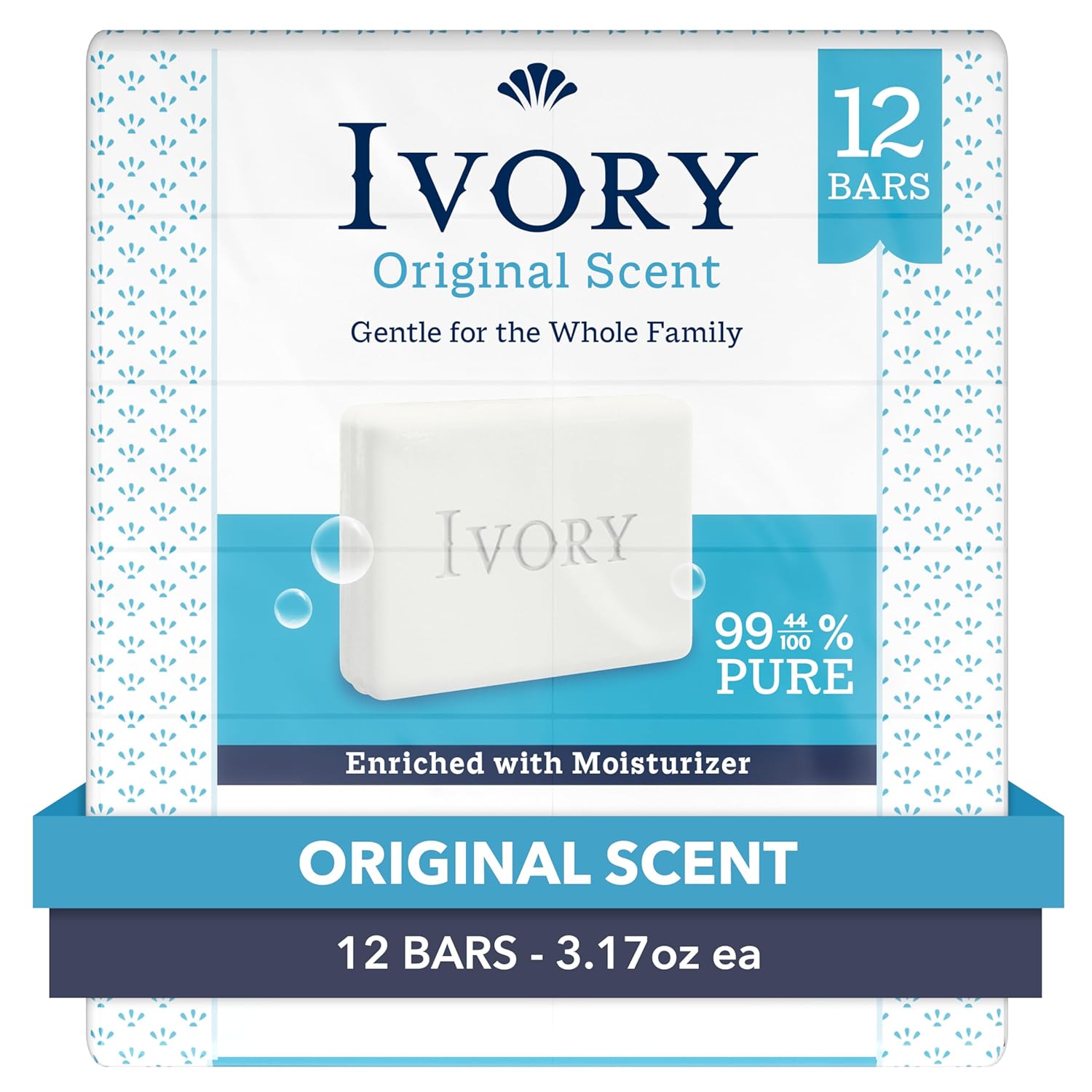 Ivory Gentle Bar Soap, Designed for Whole Family, 99.44% Pure Formula, Plant-Based Cleanser, Made Without Heavy Perfumes,