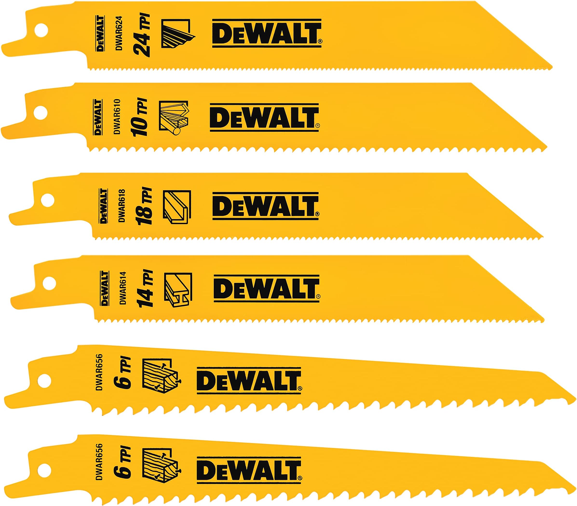 DEWALT DW48042 12Inch 6 TPI Taper Back BiMetal Reciprocating Saw