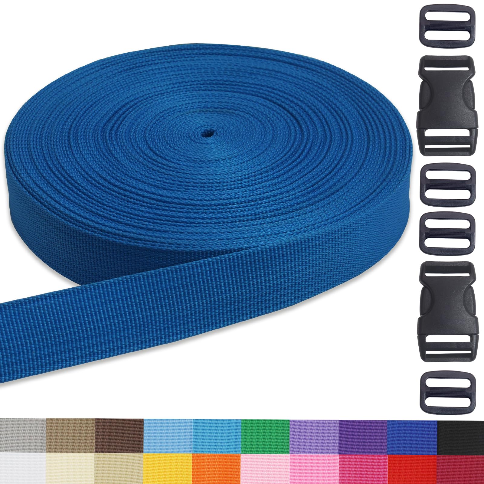 ZHFMILY Polypropylene Webbing 1 inch Royal Blue 20 Yards Heavy Duty Poly Strapping Backpack Straps for Climbing Outdoors Indoors Crafting DIY