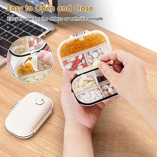 Miniatura 5 de Zannaki Pastillero portátil pequeño semanal organizador de pastillas, bonito pastillero a prueba de humedad para bolsa de bolsillo, mini bolsillo