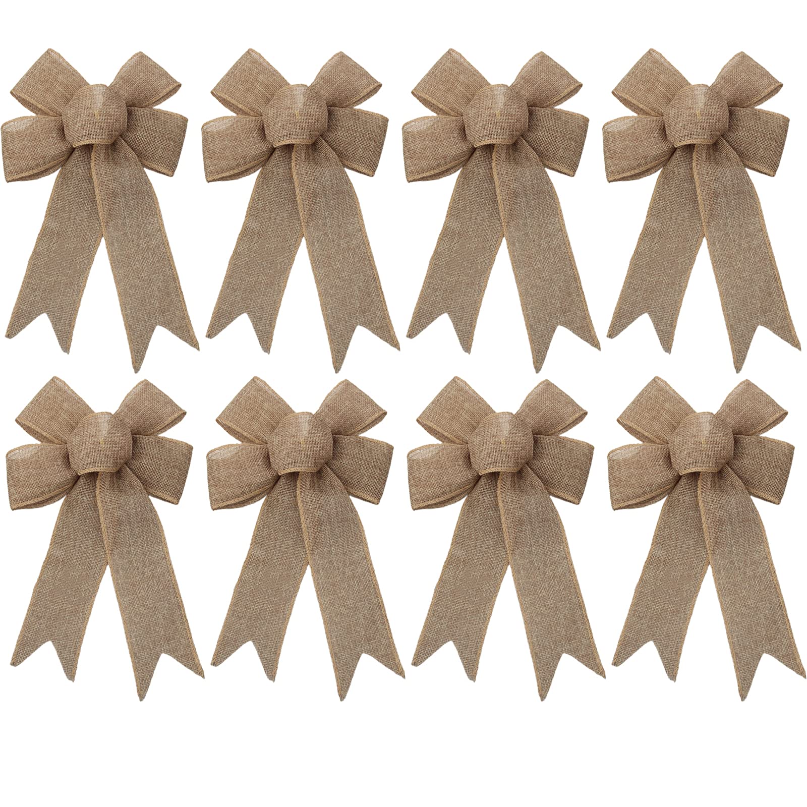 Lot De 12 Nœuds Décoratifs En Toile De Jute Naturelle - 13x13 Cm - Pour Sapin De Noël, Mariage, Décoration Rustique