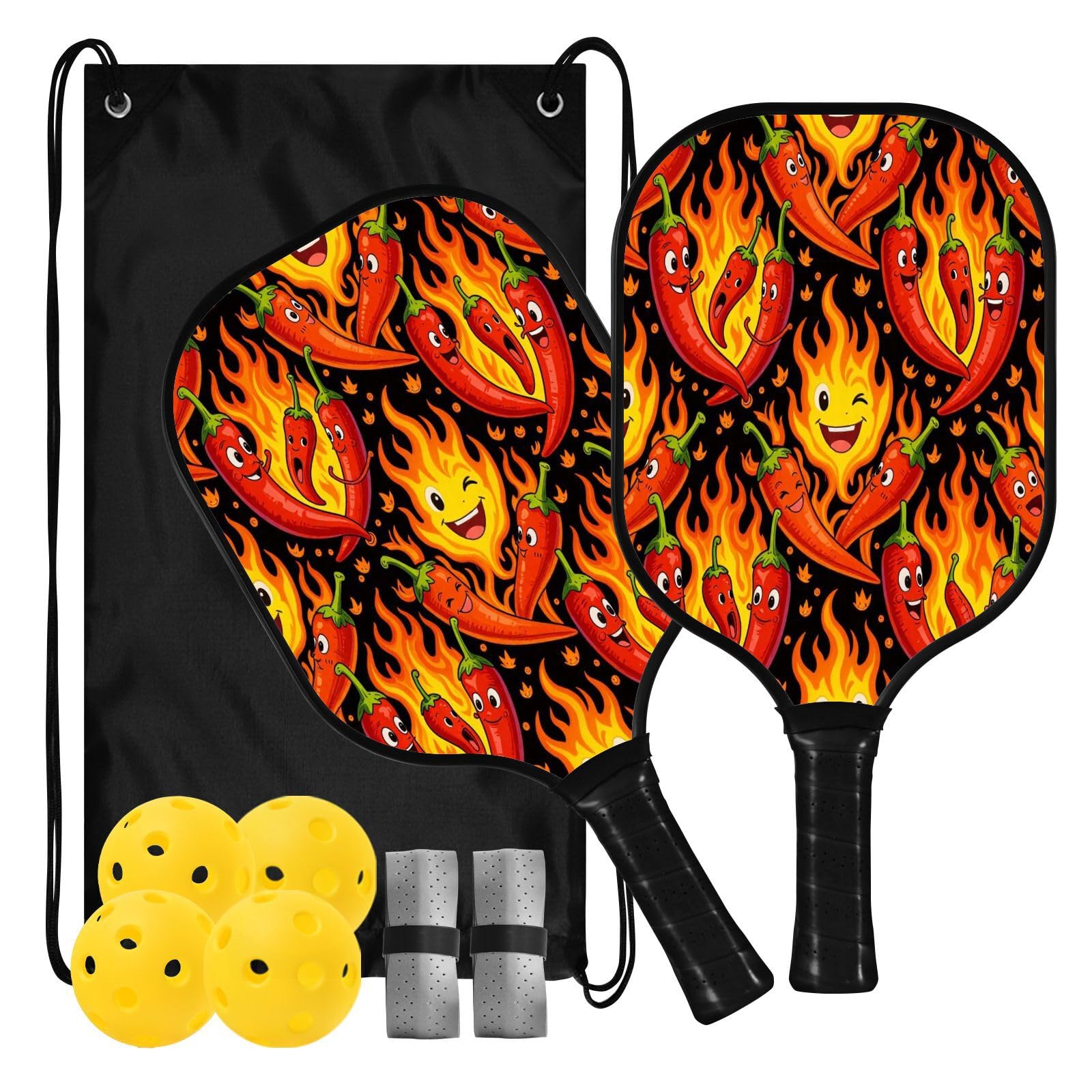 Paletas de pickleball de carbono con textura de chile rojo picante