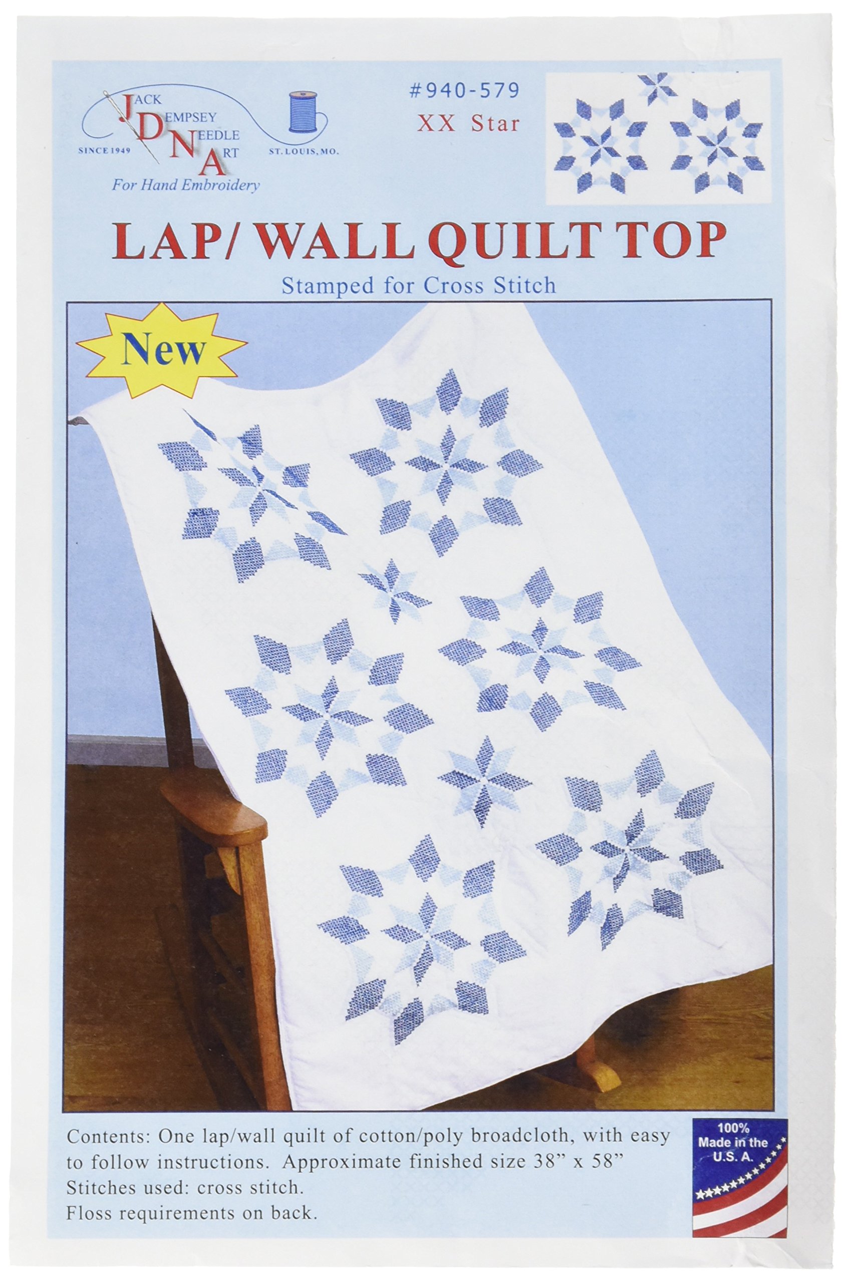 Jack Dempsey Needle Art 940579 Stamped Lap Quilt Top, 40